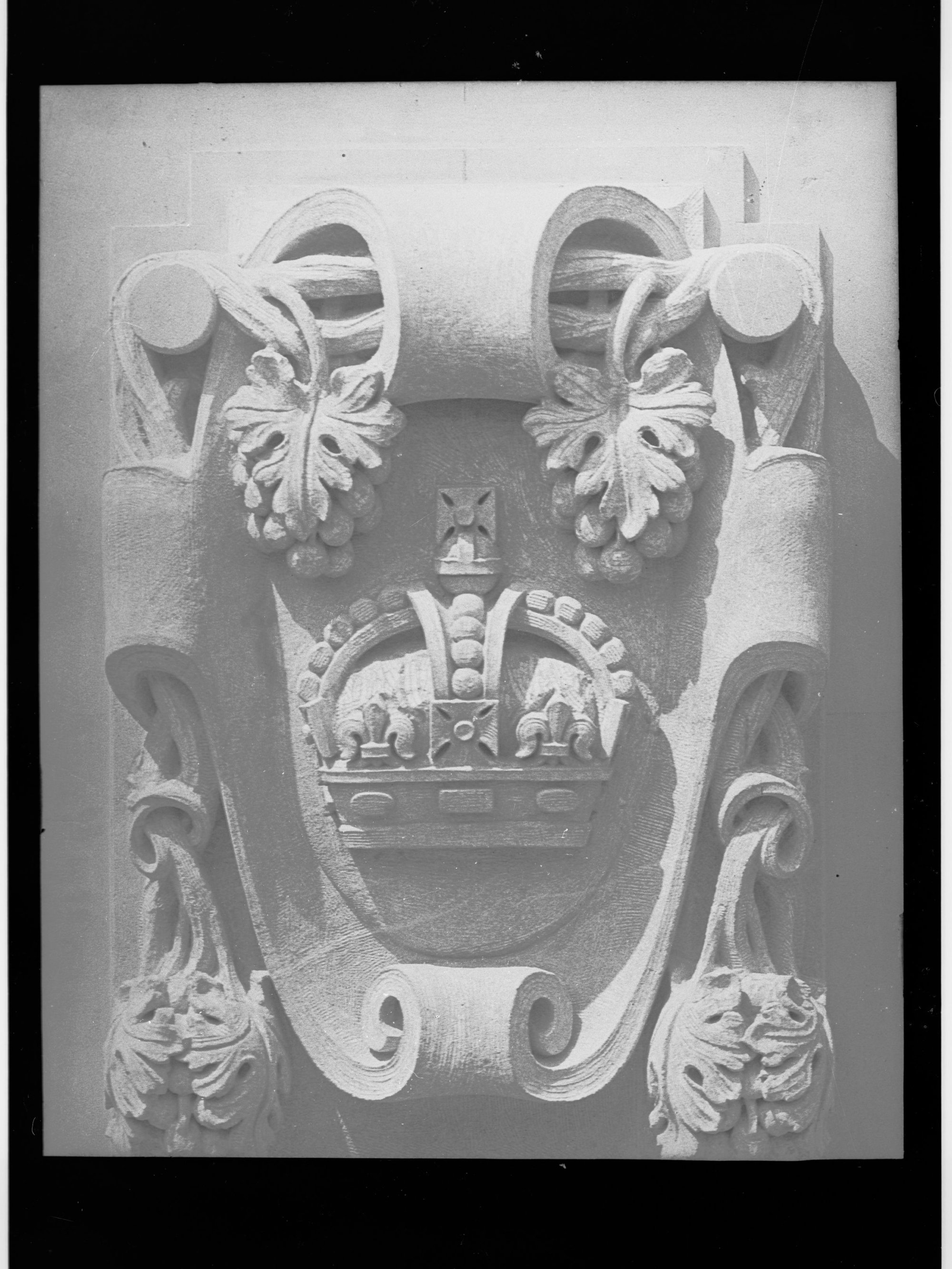 Carved stone panel for the Education Building