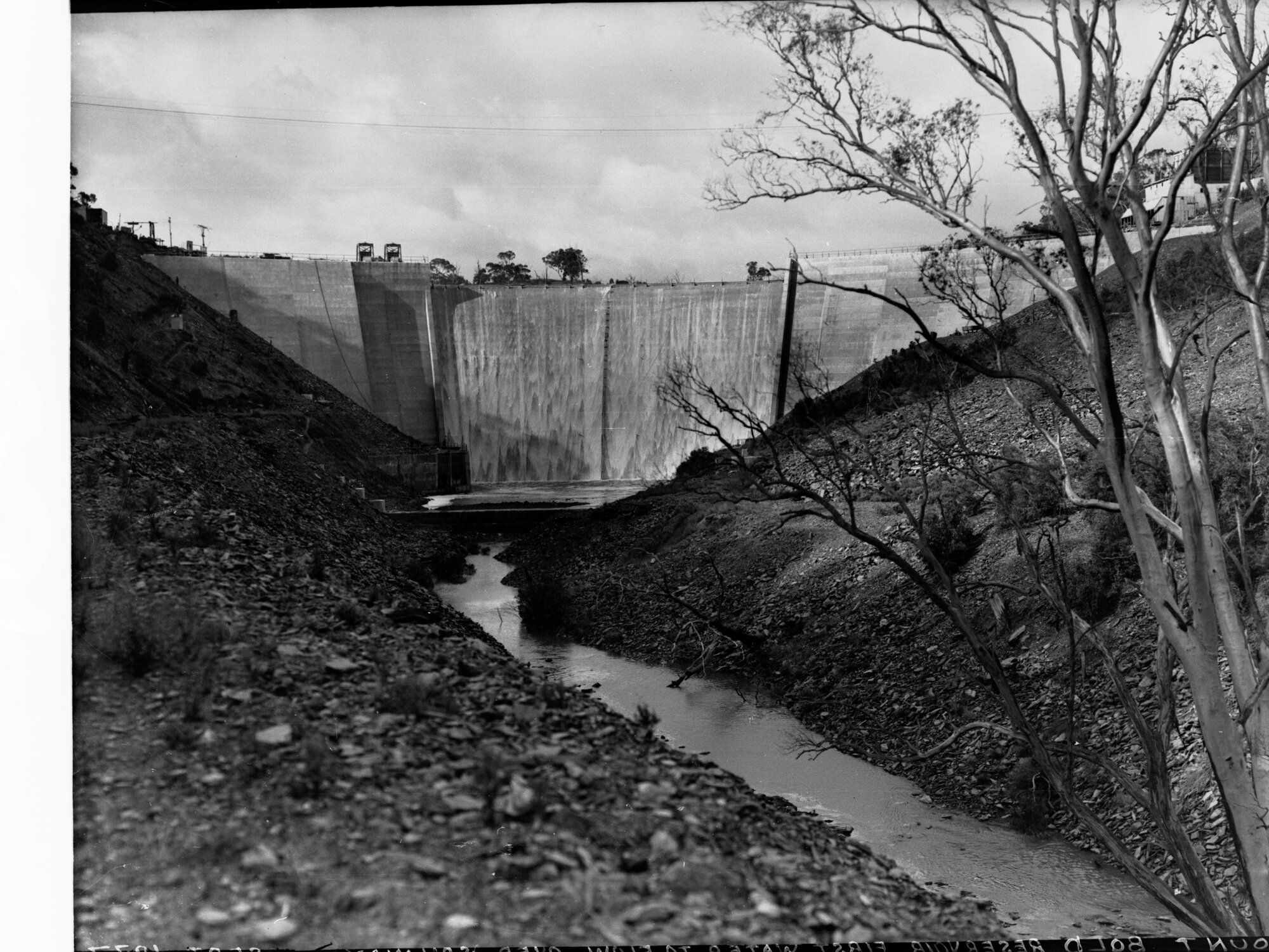 Mount Bold reservoir - first water to flow over spillway