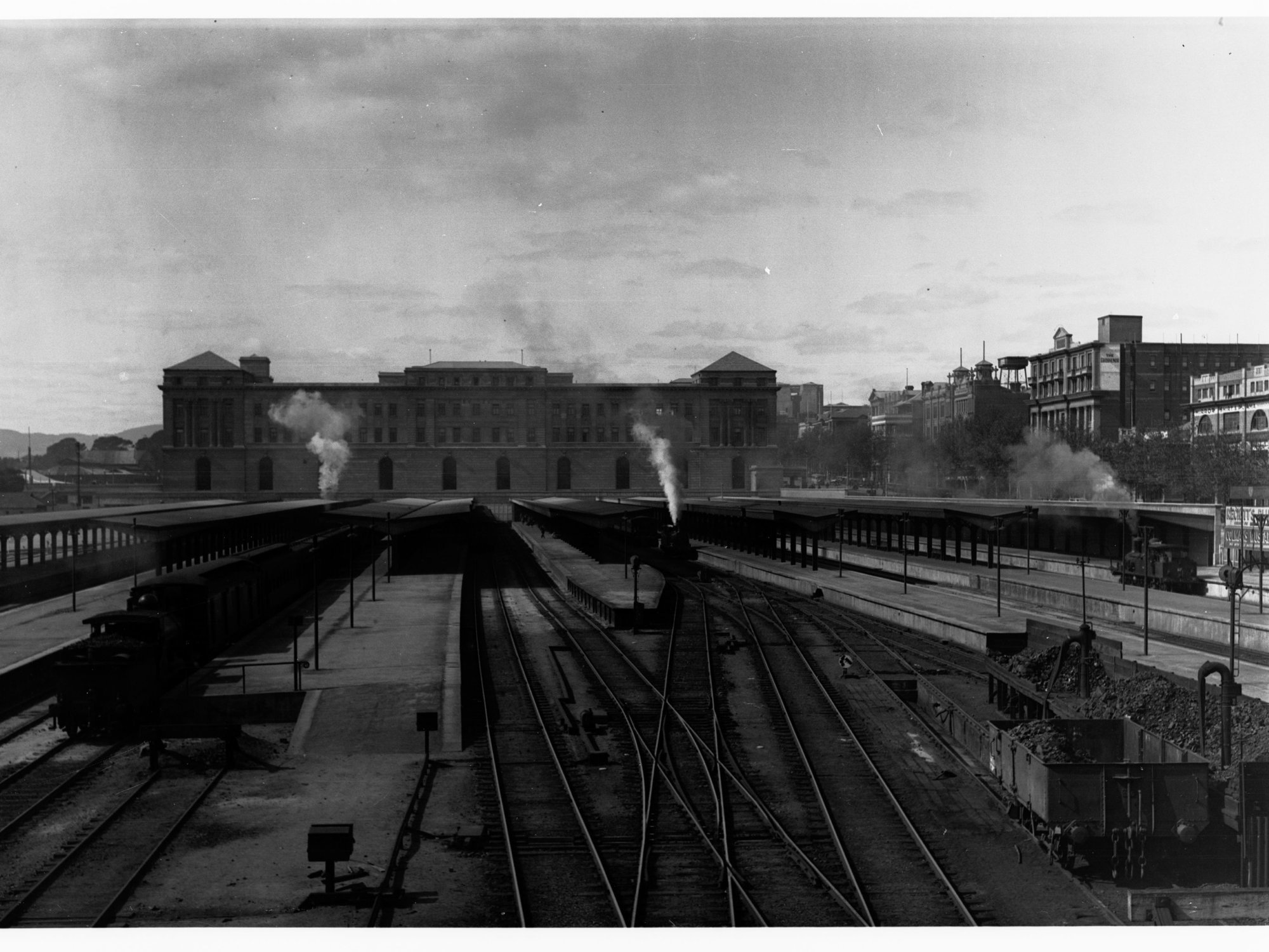 Adelaide railway station showing railway locomotive