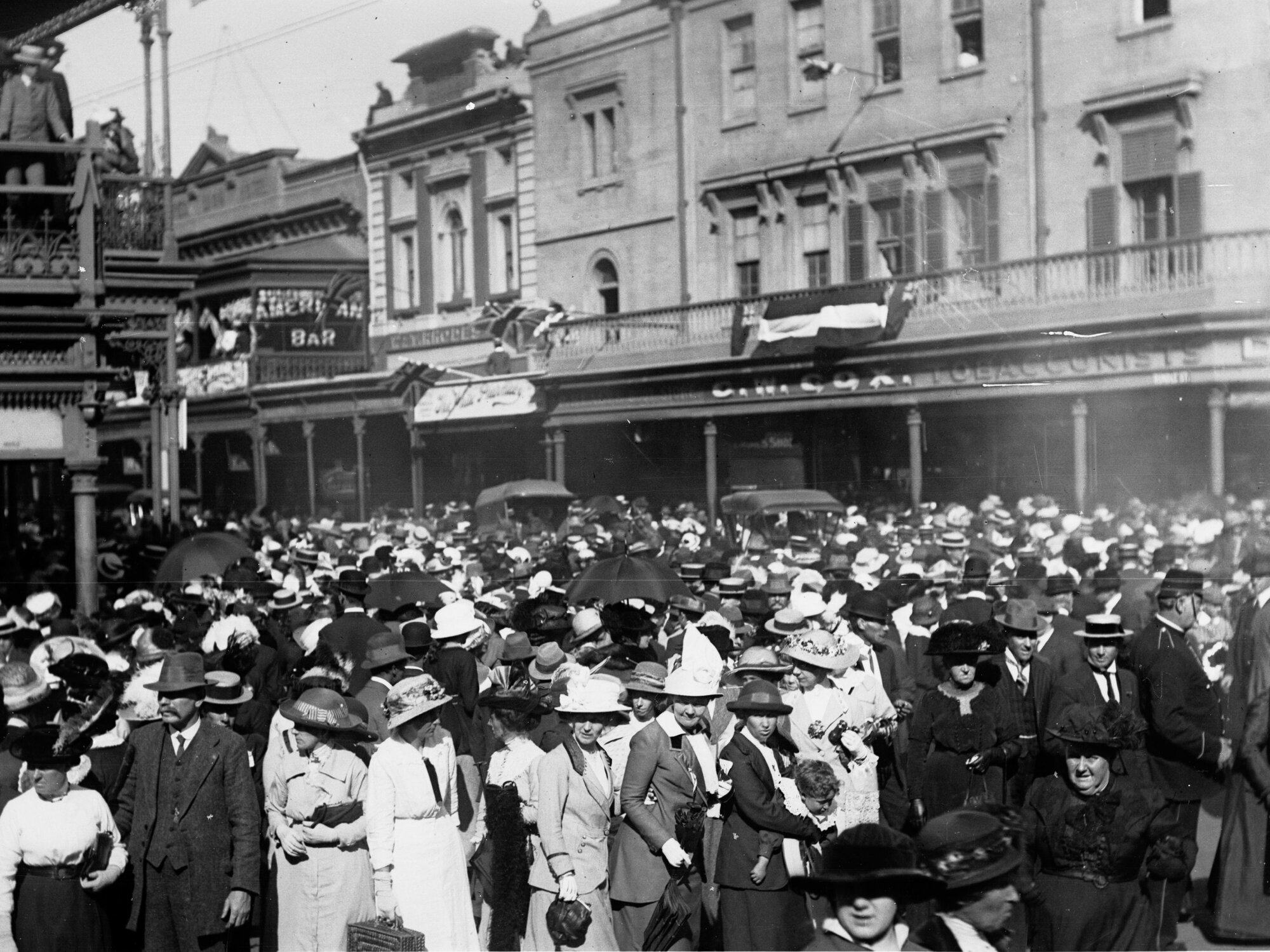 Crowds of people in Rundle Street for the visit of the Prince of Wales