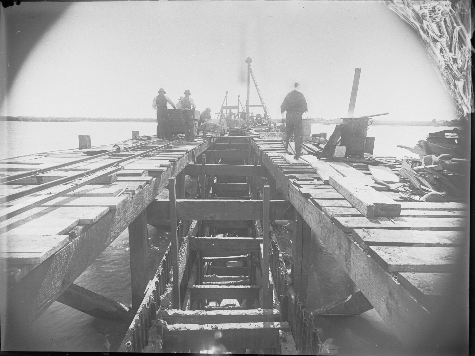 Sewers under construction at Glanville