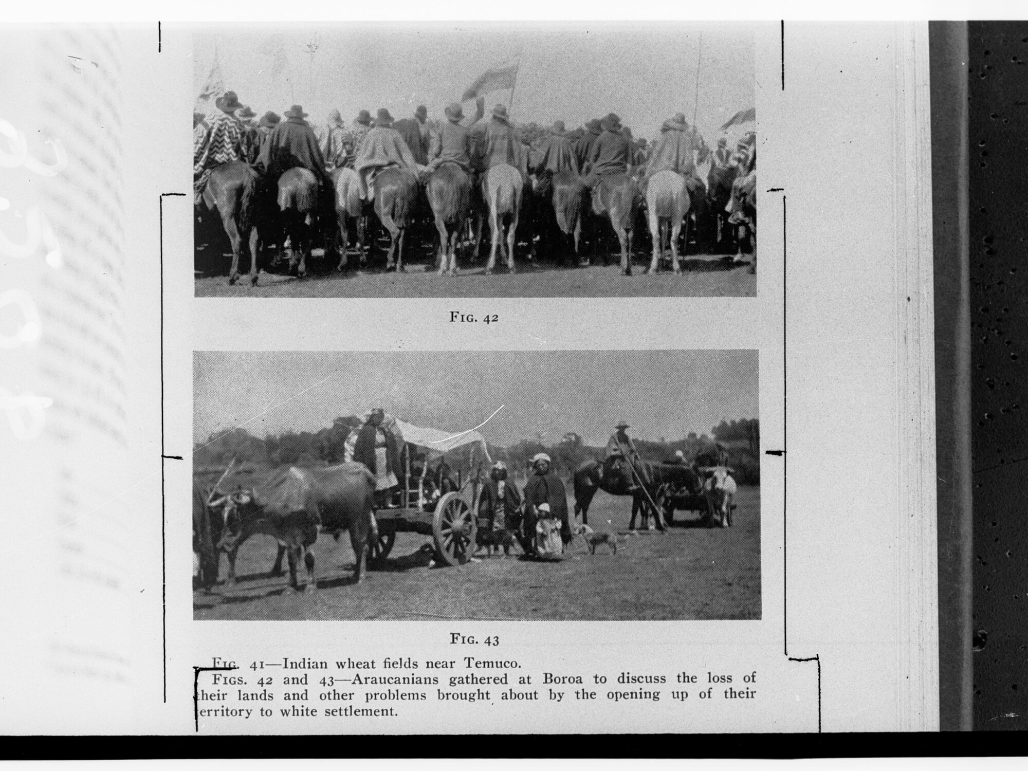 Araucanians gathered at Boroa to discuss the loss of their lands and other problems brought about by the opening up of their territory to white settlement - two photographs