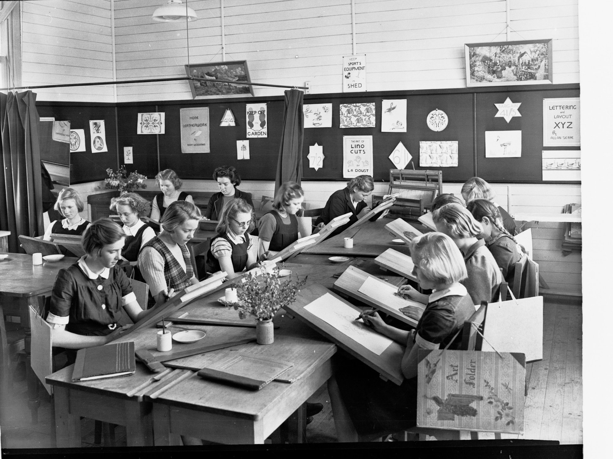 Art Room Showing Students Painting Signs