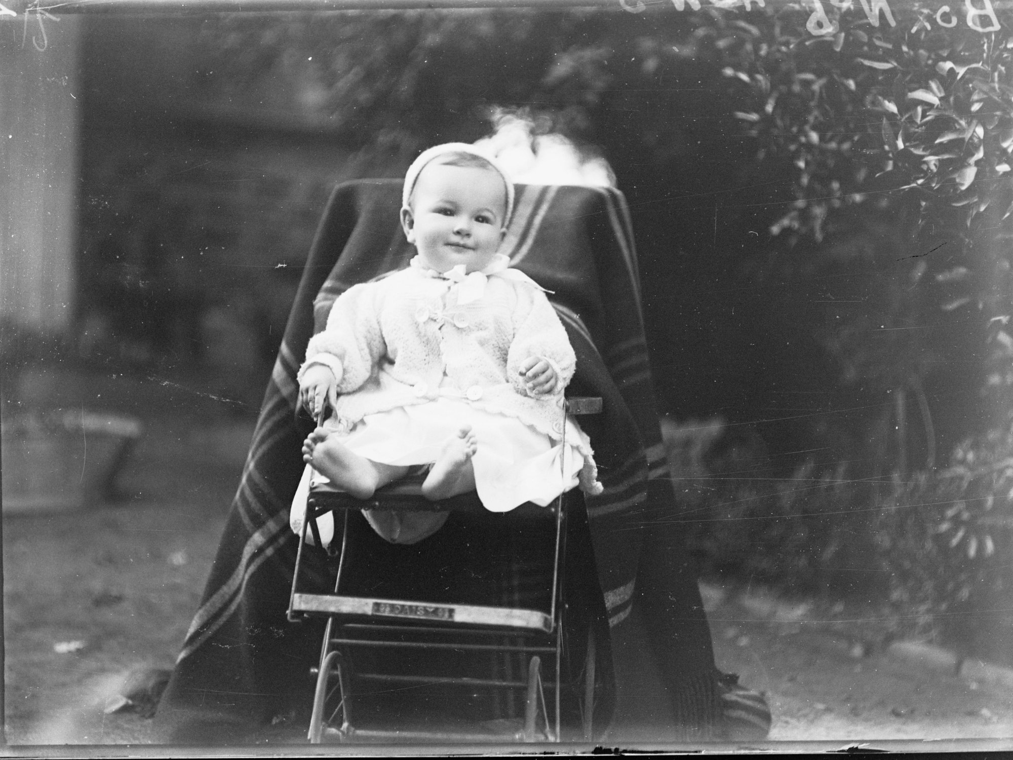 Baby sitting in garden 
Baby sitting in garden
