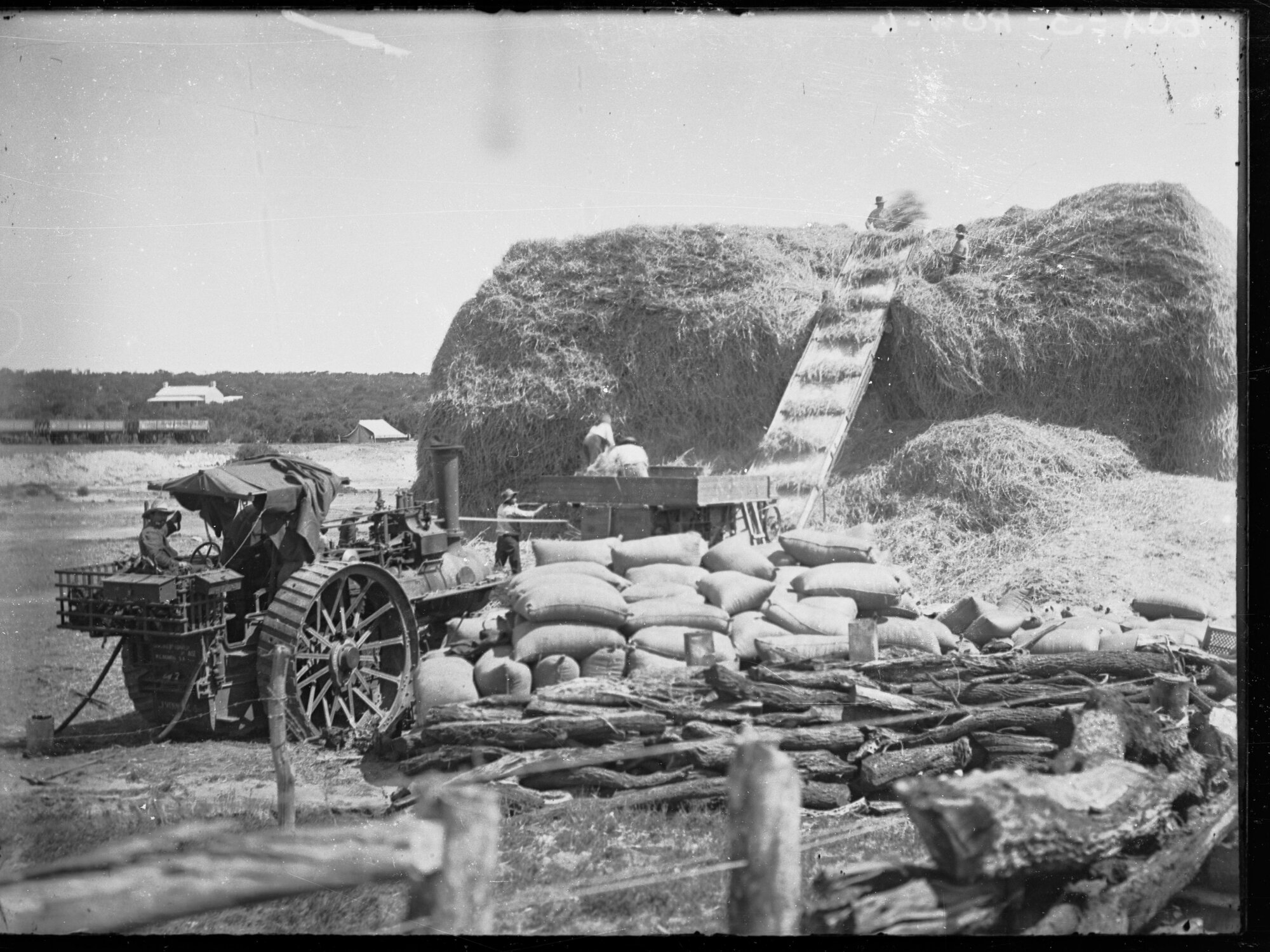 Hay being baled and bagged
