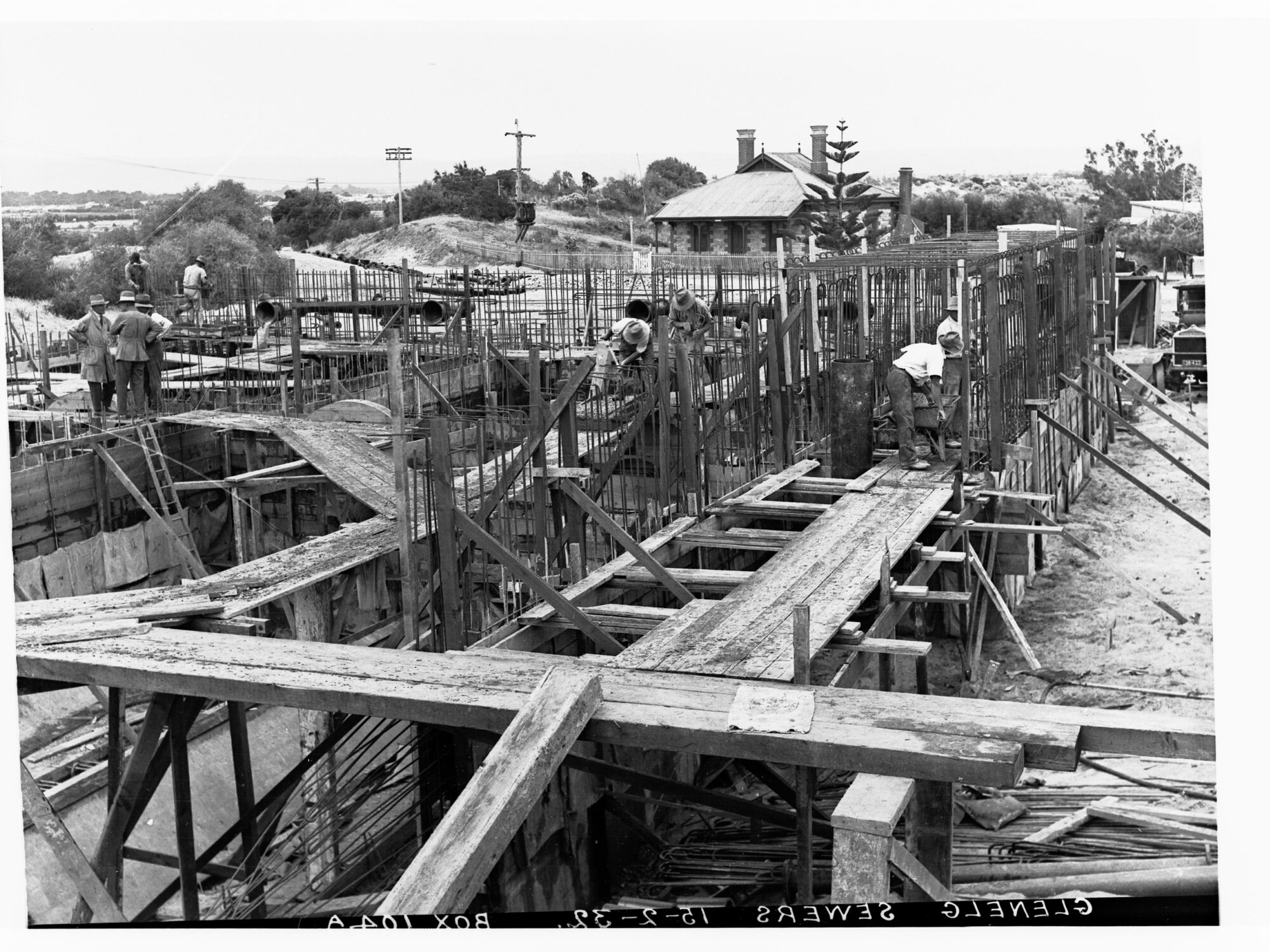 Construction of  Glenelg Sewers - Men working
