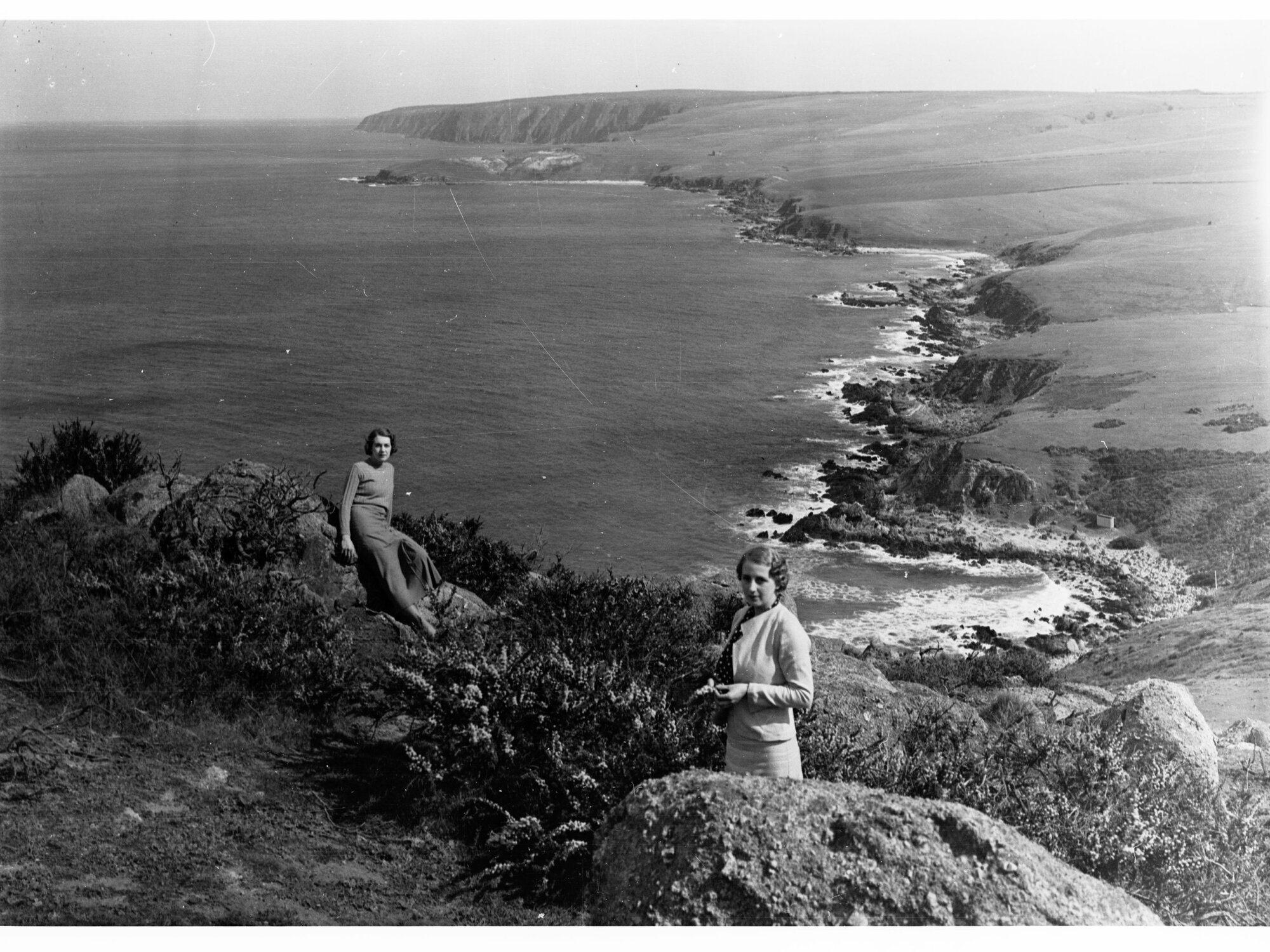 Kings Beach Showing Two Women on Bluff