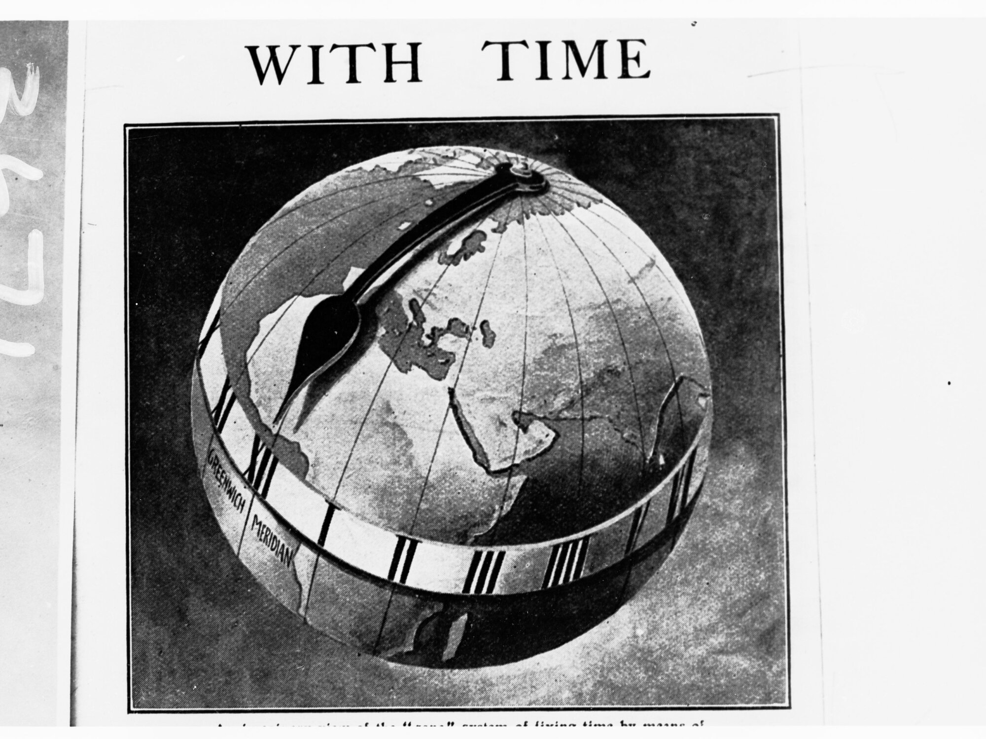 MISSING FROM ACCESSION NUMBER CATALOGUE (not on microfiche) - Globe showing time zones, based on Greenwich