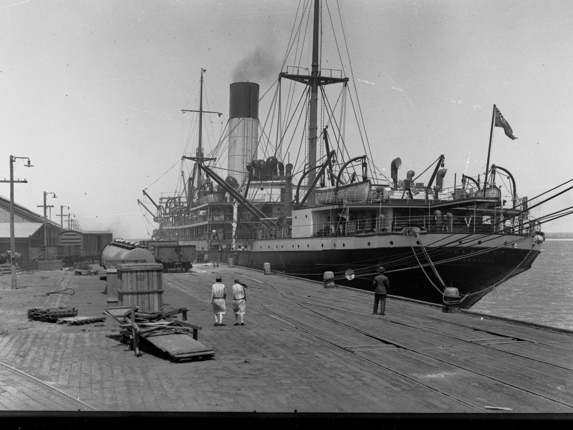 Steamship Ulysses of Liverpool Berthed at a Wharf