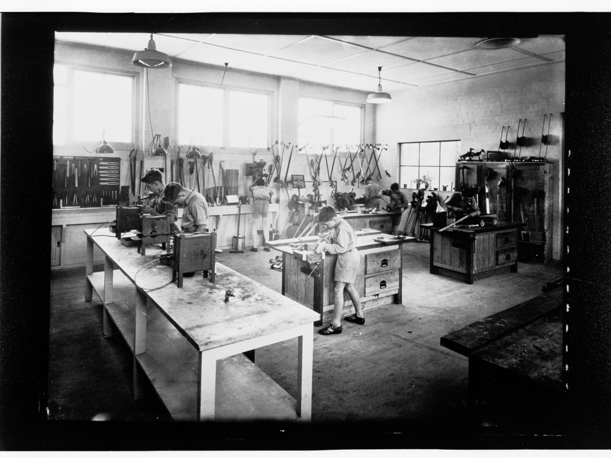 Children's Welfare Department - boys in woodworking room
