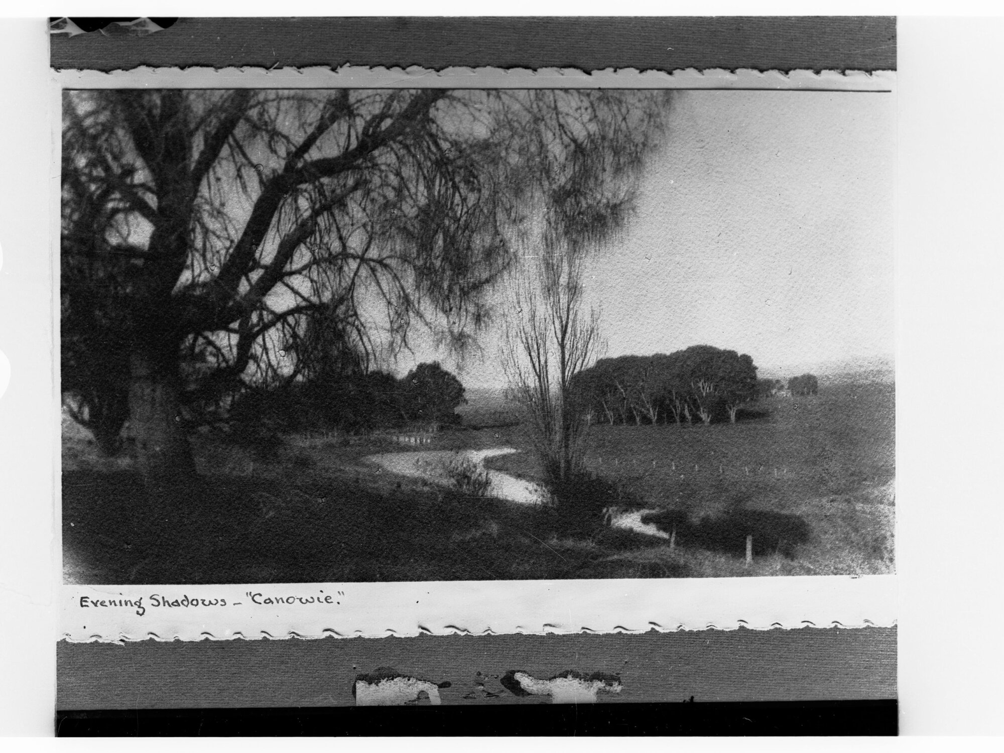 Photograph of a sketch called "Evening Shadows at Canowie"