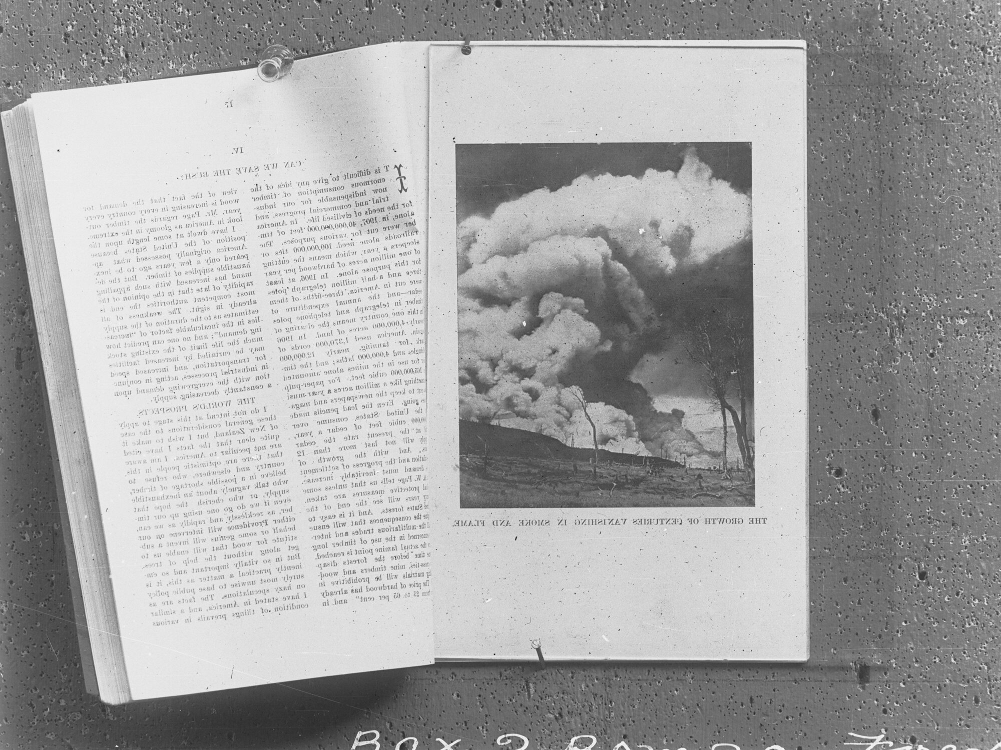 Photograph of a bushfire in a book