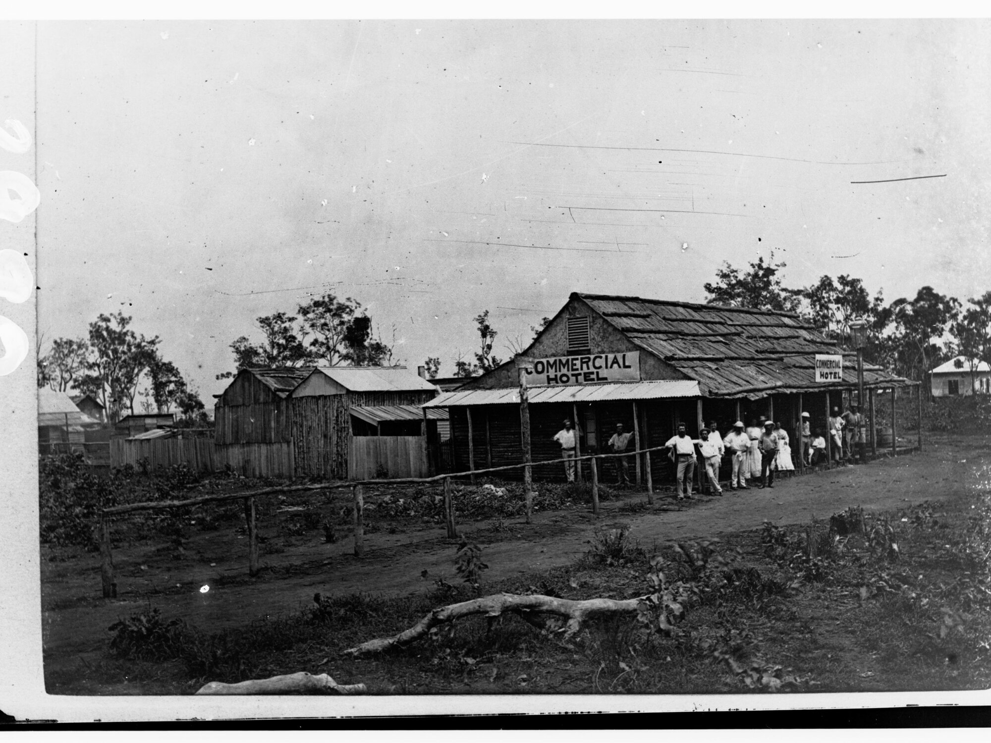 The Commercial Hotel, Palmerston, Northern Territory - early settlers standing outside on the verandah