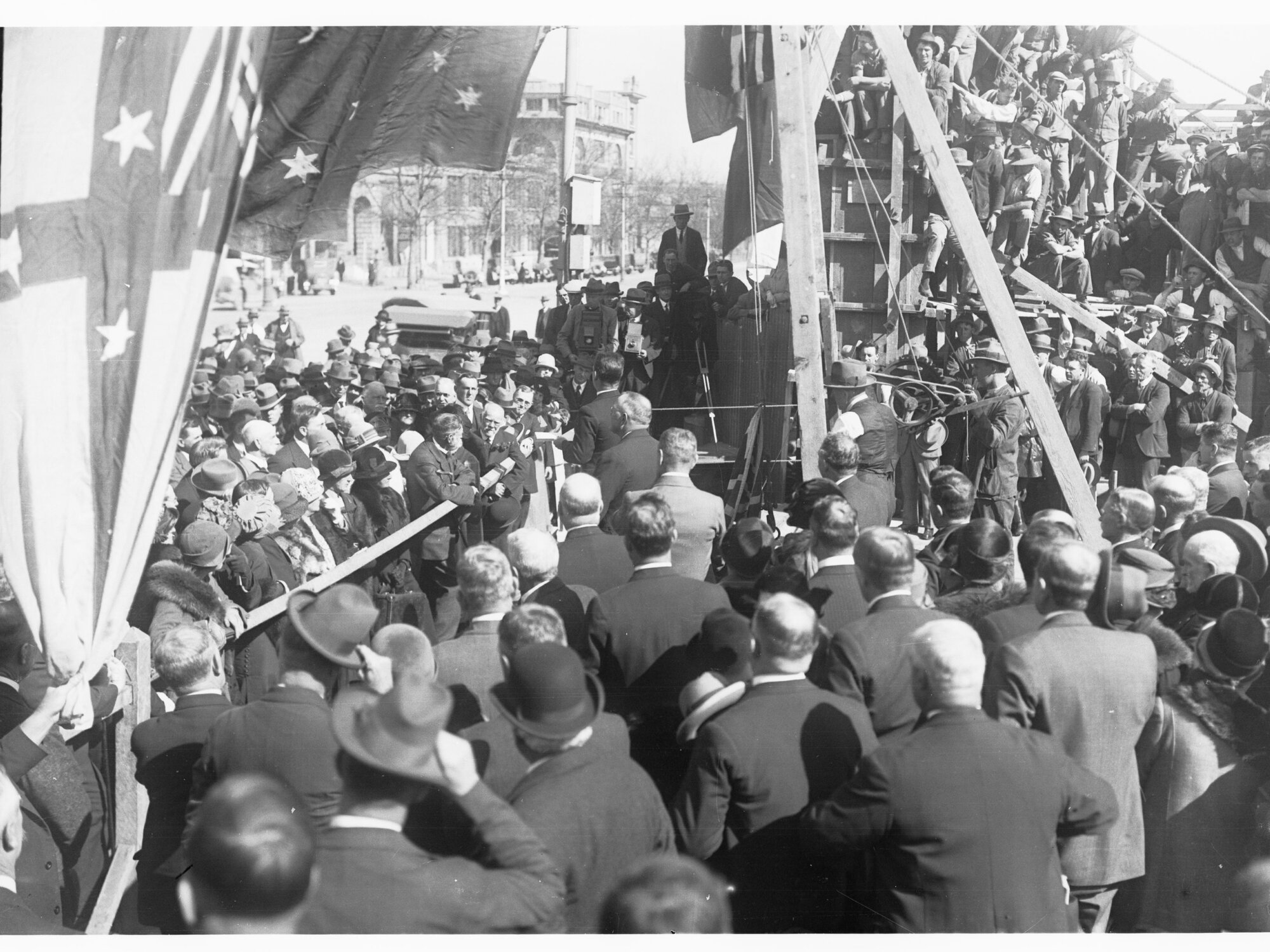 Laying the foundation stone for Adelaide Railway Station