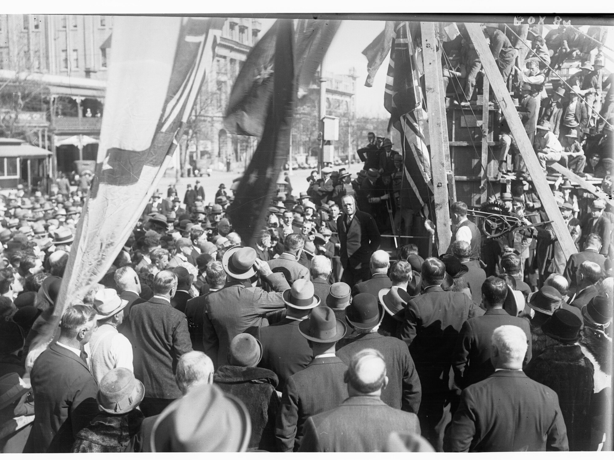 Laying the foundation stone for the Adelaide Railway Station