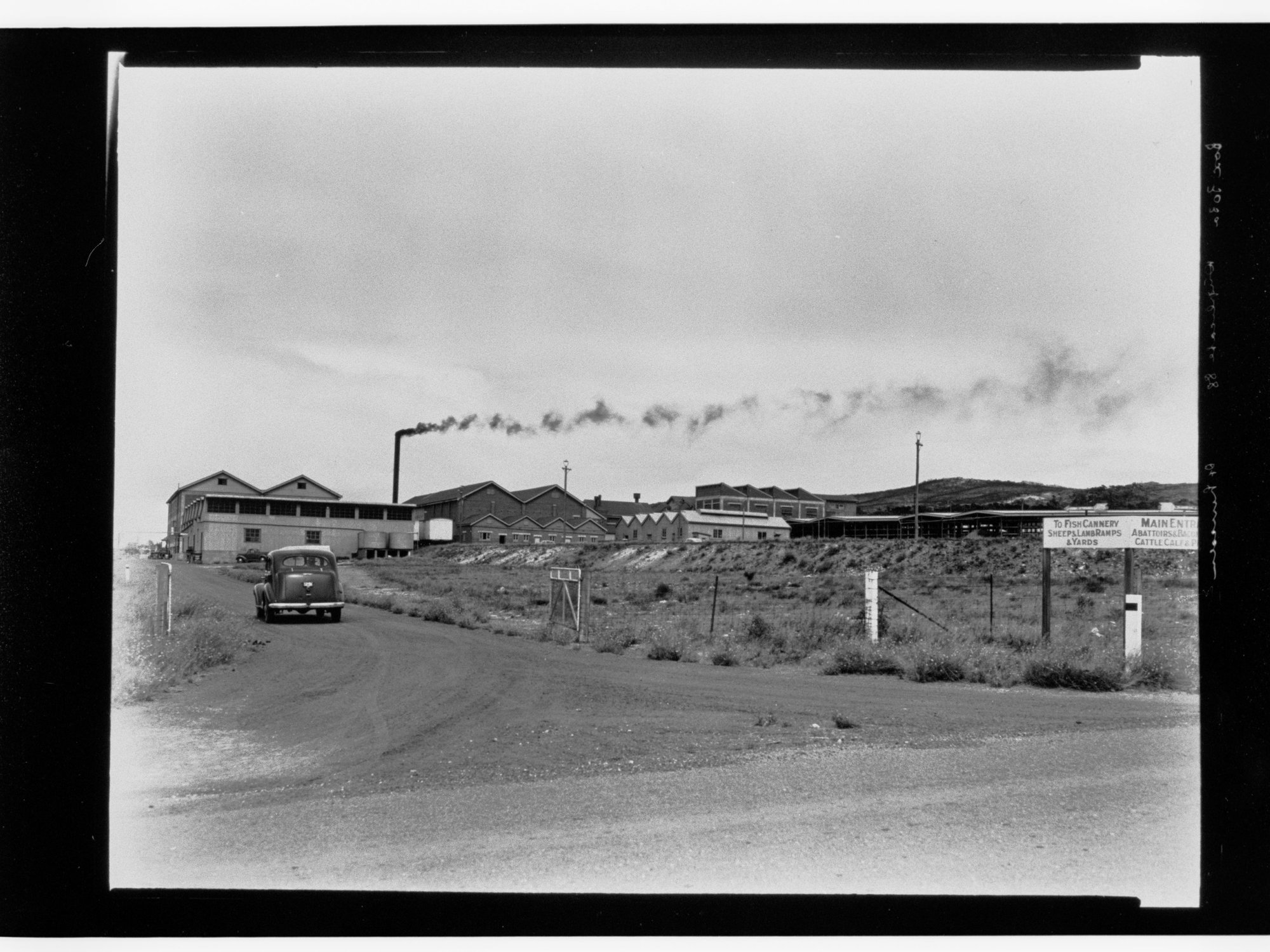 Entrance to fish cannery, sheep ramp &amp; yards, abattoirs