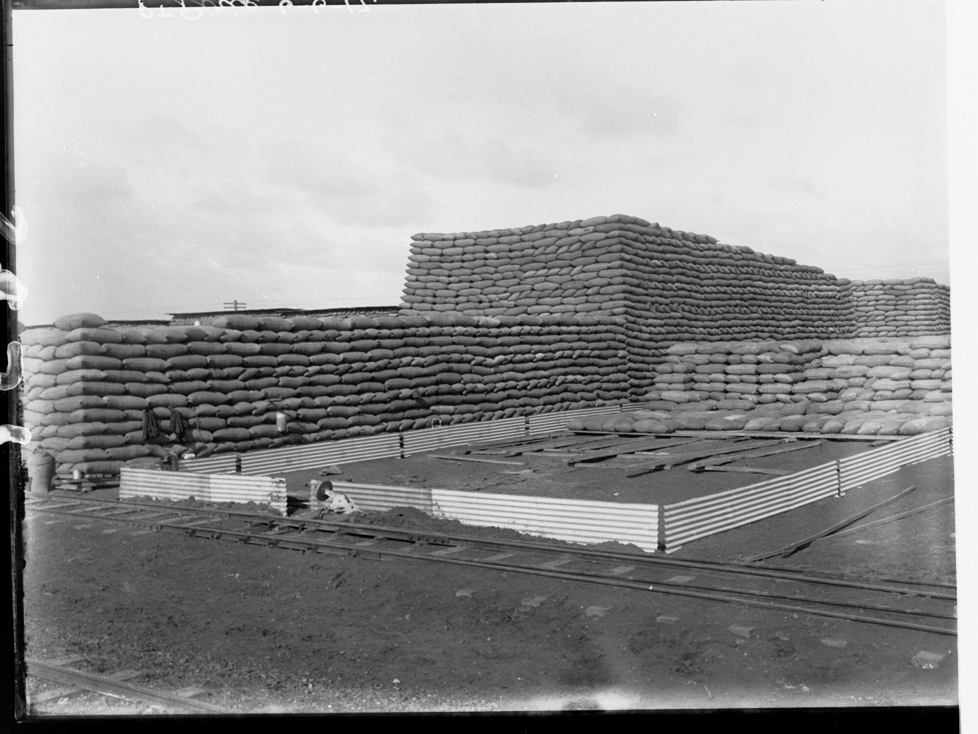 Port Pirie Railway Line lined with wheat stacks