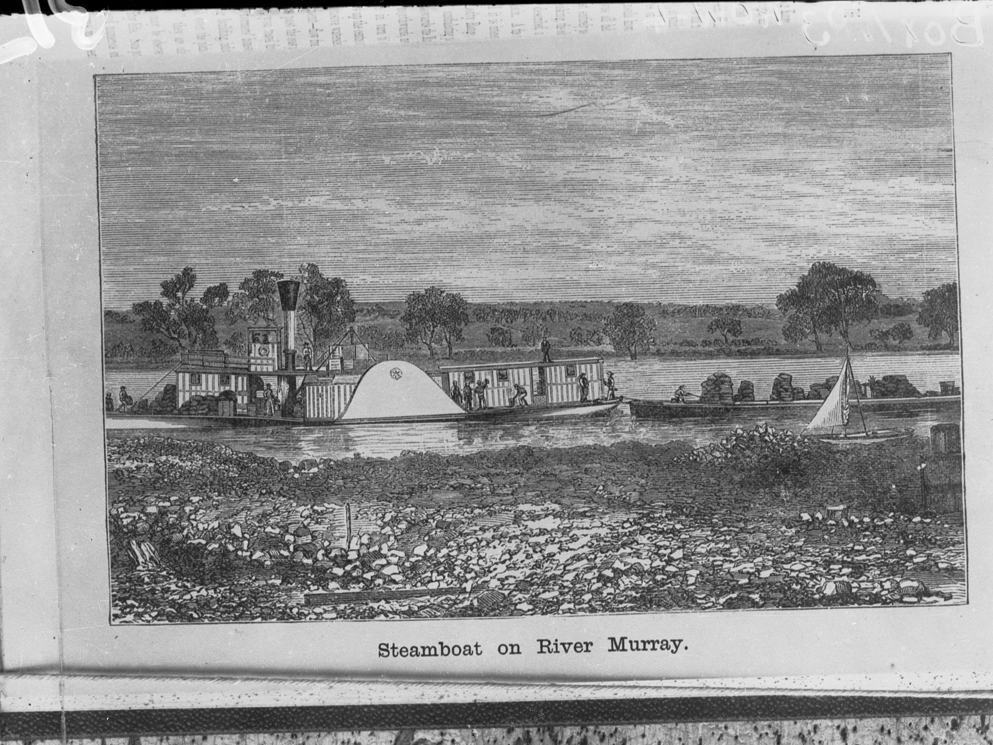 Sketch of a steamboat on the River Murray