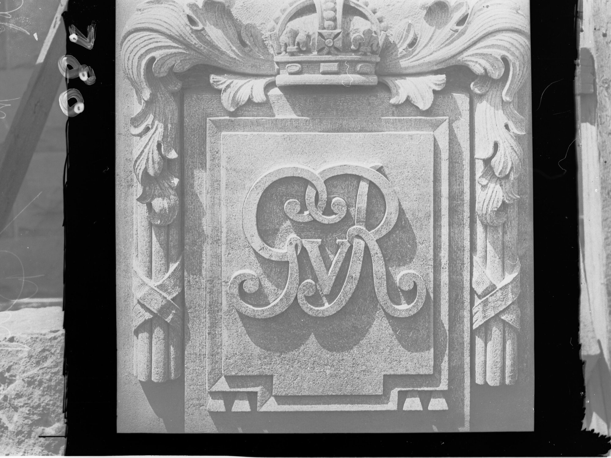 Carved stone panel for the Education Building