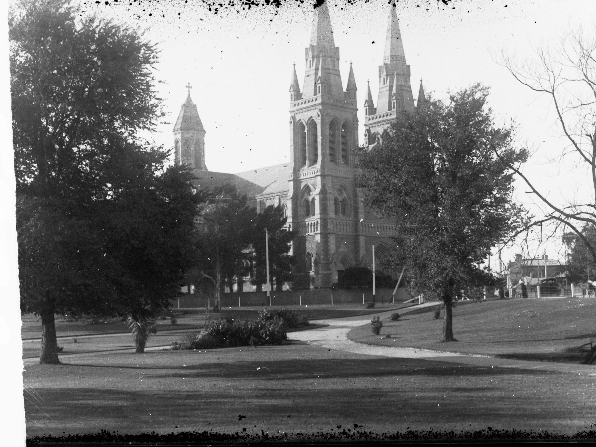 View across garden to St. Peters cathedral, North Adelaide