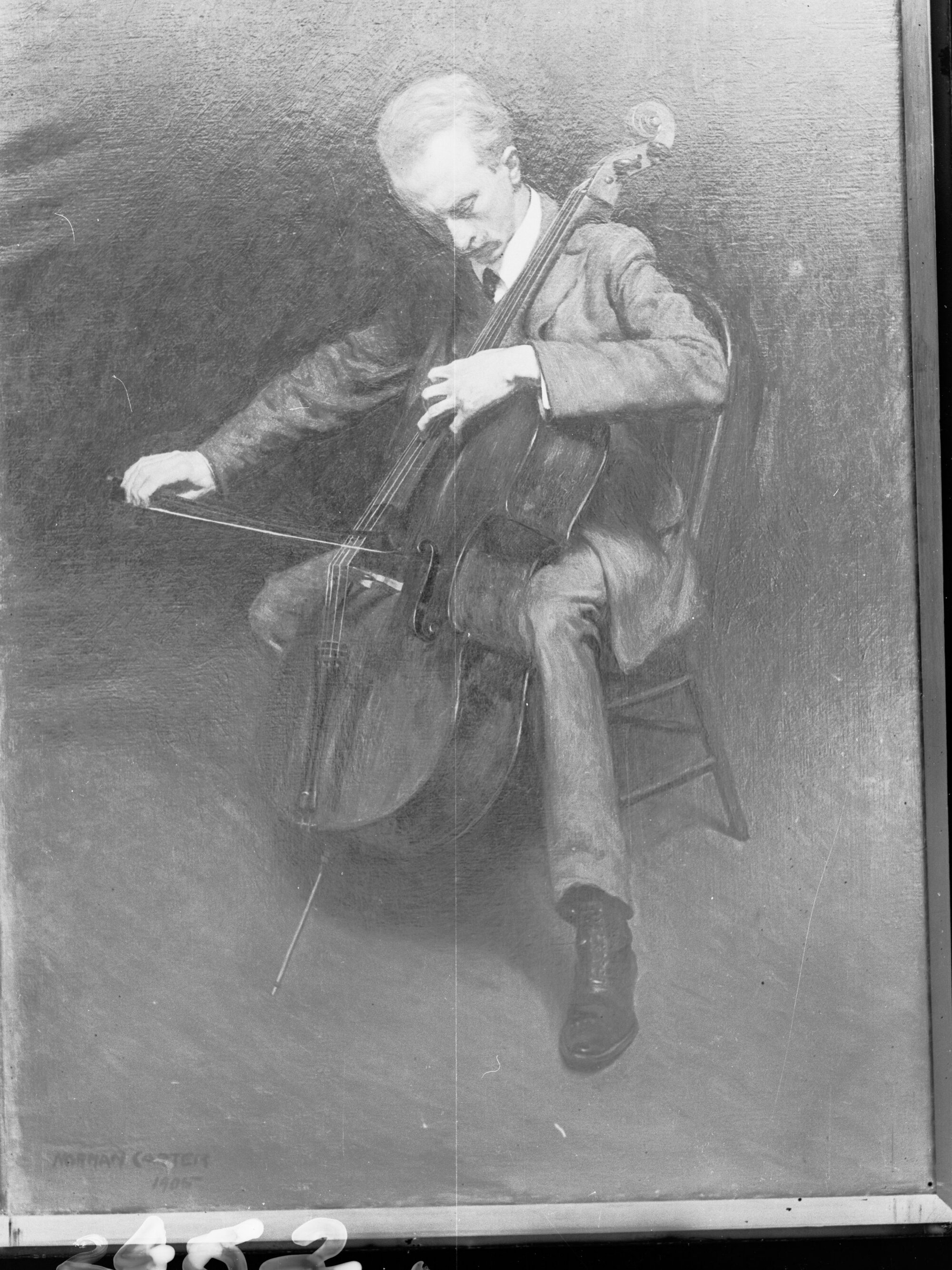 Man playing the cello - painting