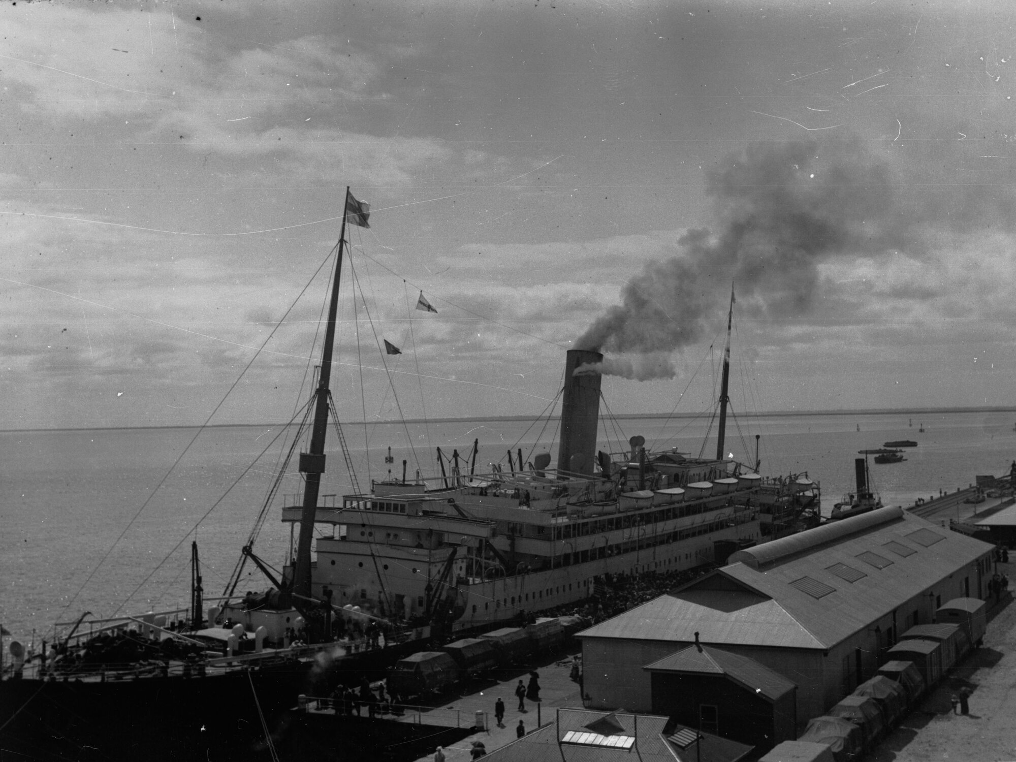 View of Outer Harbour featuring the Asturius and wharfing facilities