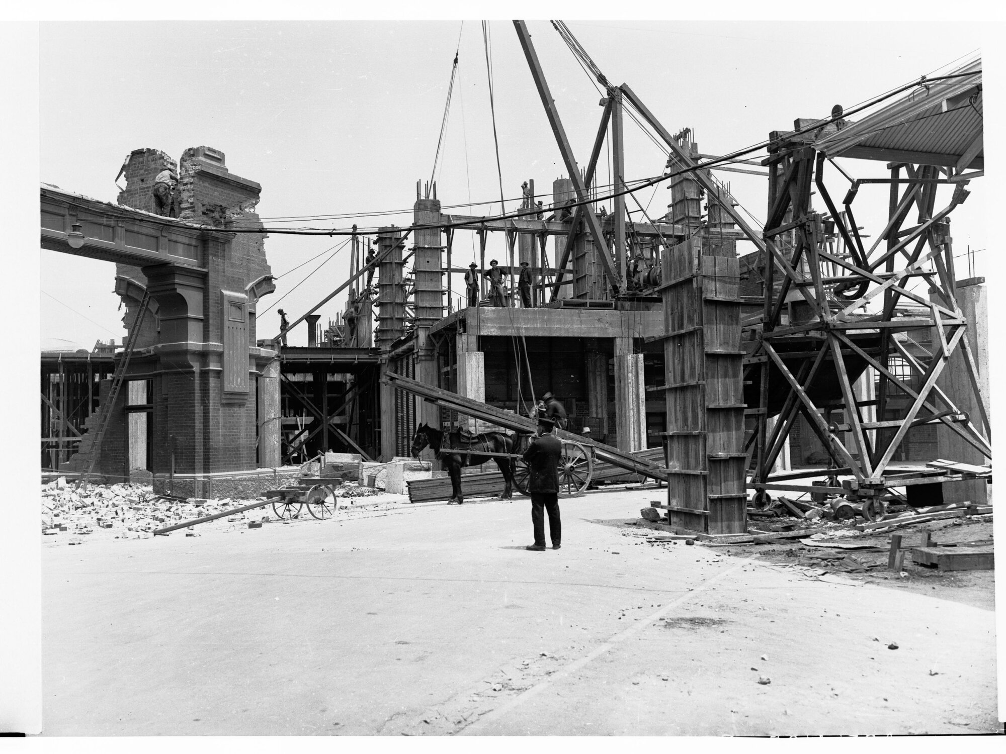 Construction of Adelaide Railway Station Showing Labourers