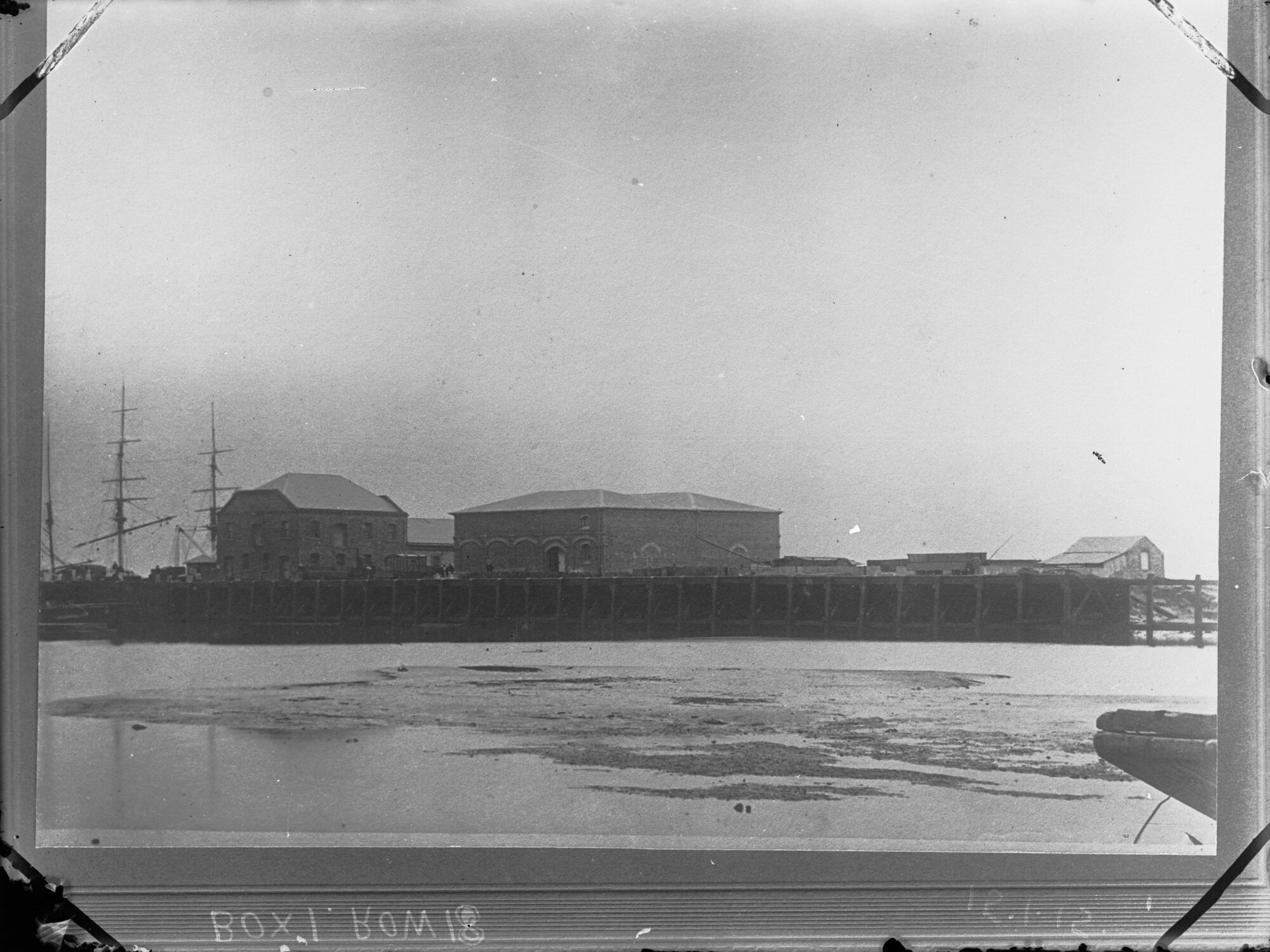 Early buildings at wharf at Port Adelaide, South Australia
