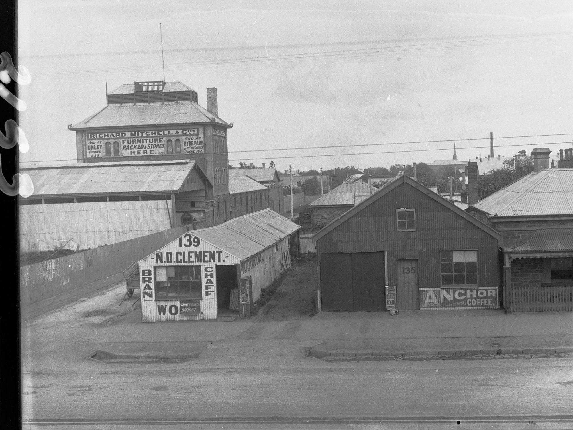 Group of warehouses in Adelaide - Hanson Street showing Richard Mitchell &amp; Co. and N D Clement