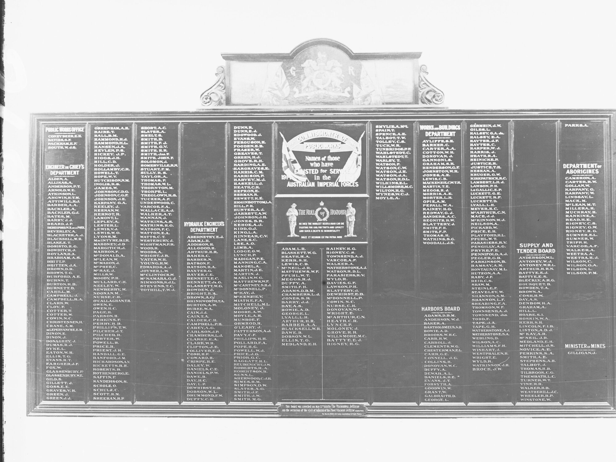 Honour Roll for Public Works  "Names of those who have enlisted for Service in the Australian Imperial Forces"