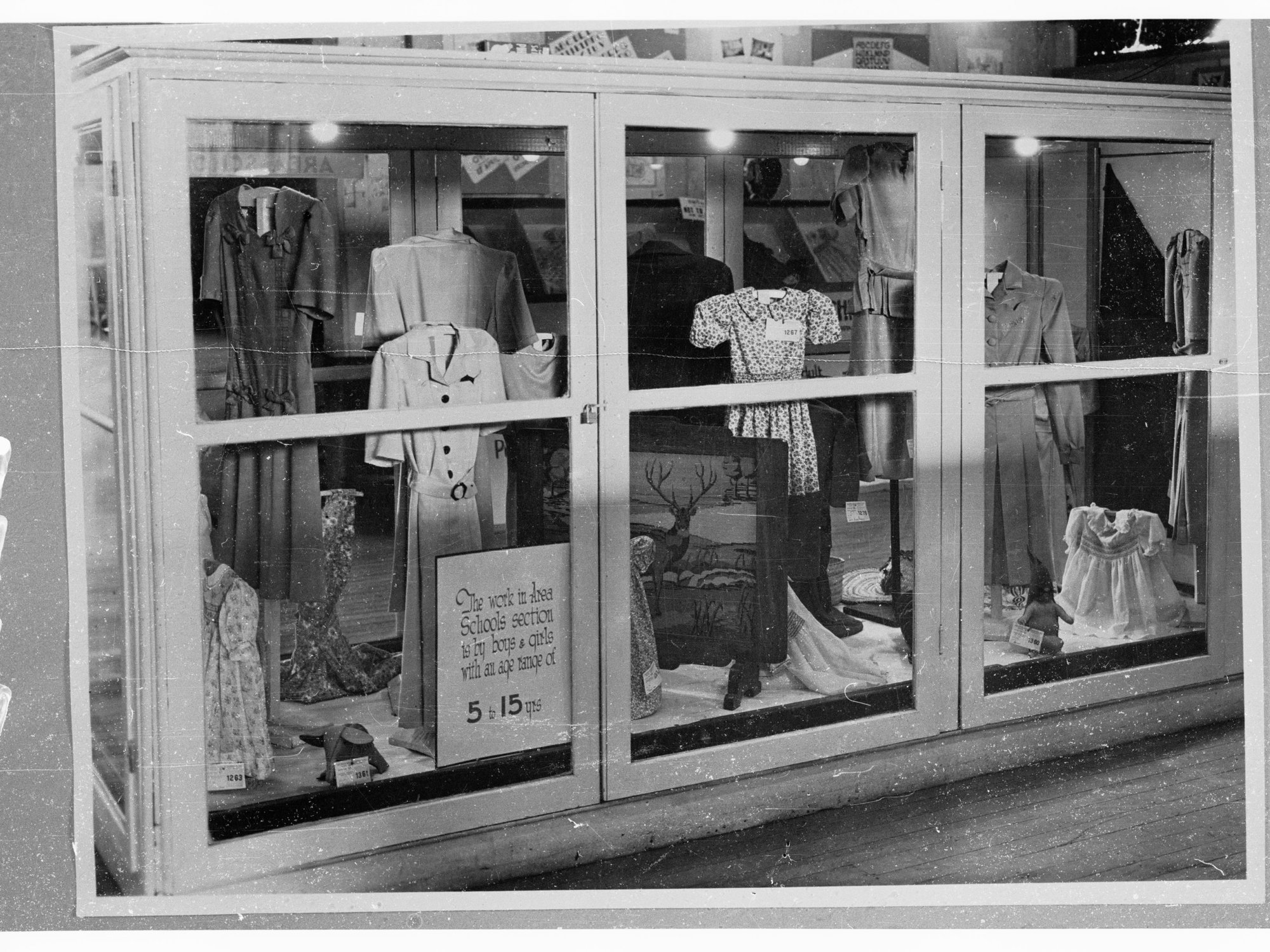 Education Dept. - clothing and handicraft display from Area Schools (made by boys and girls 5 to 15 years)