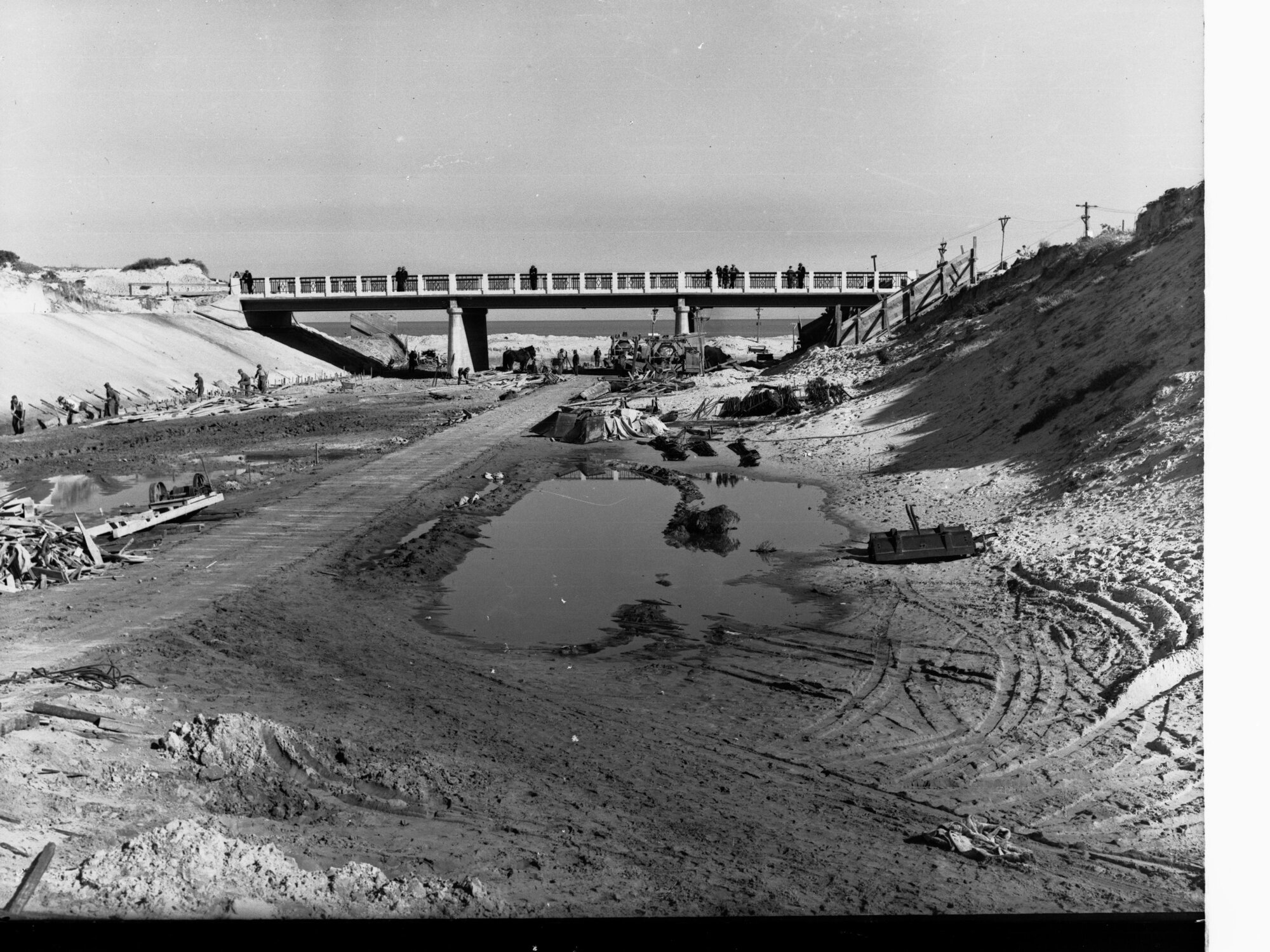 Torrens Flood Water Scheme Showing Bridge and Men Working