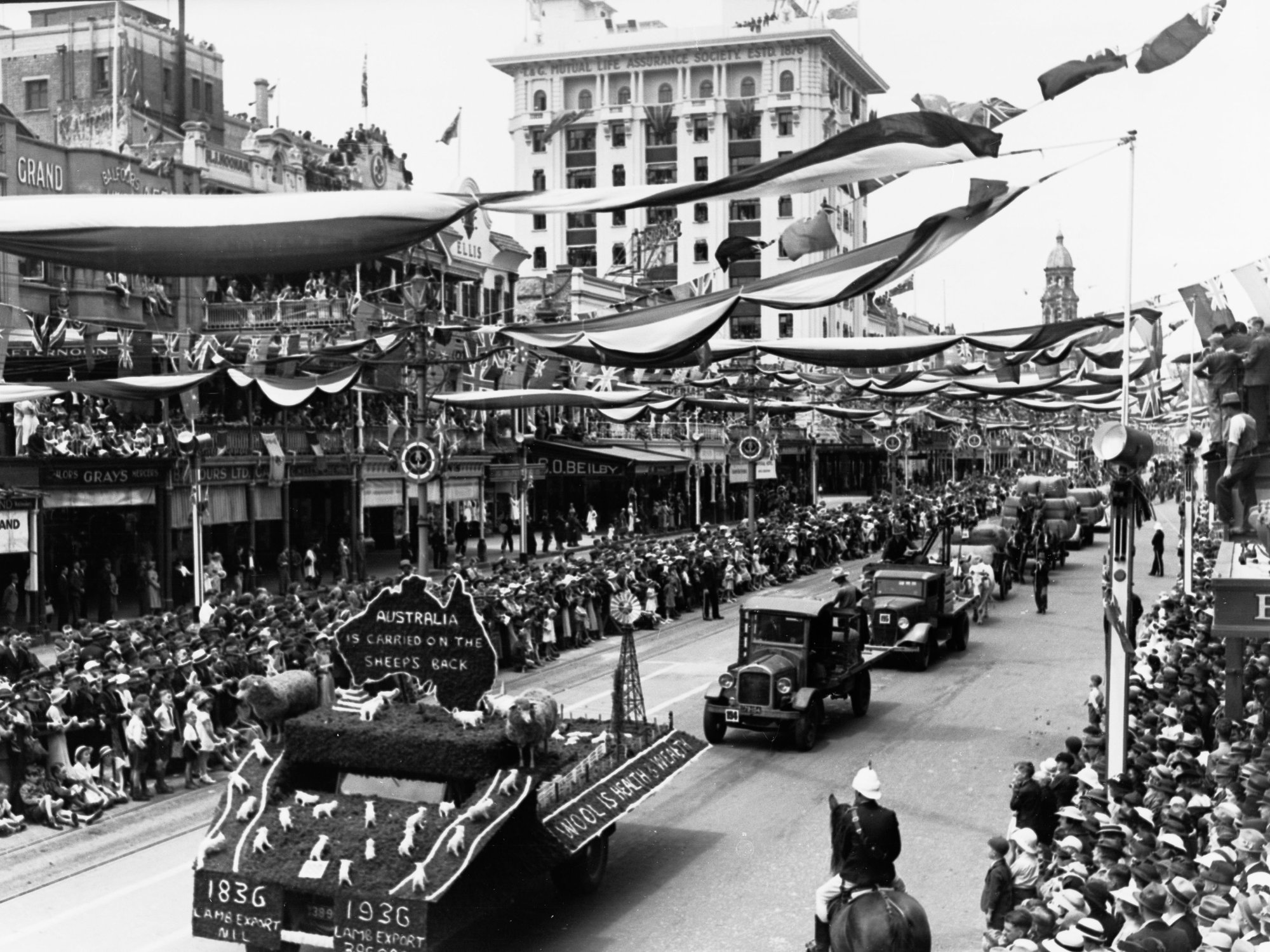 Pageant of progress King William Street state centenary, wool industry float