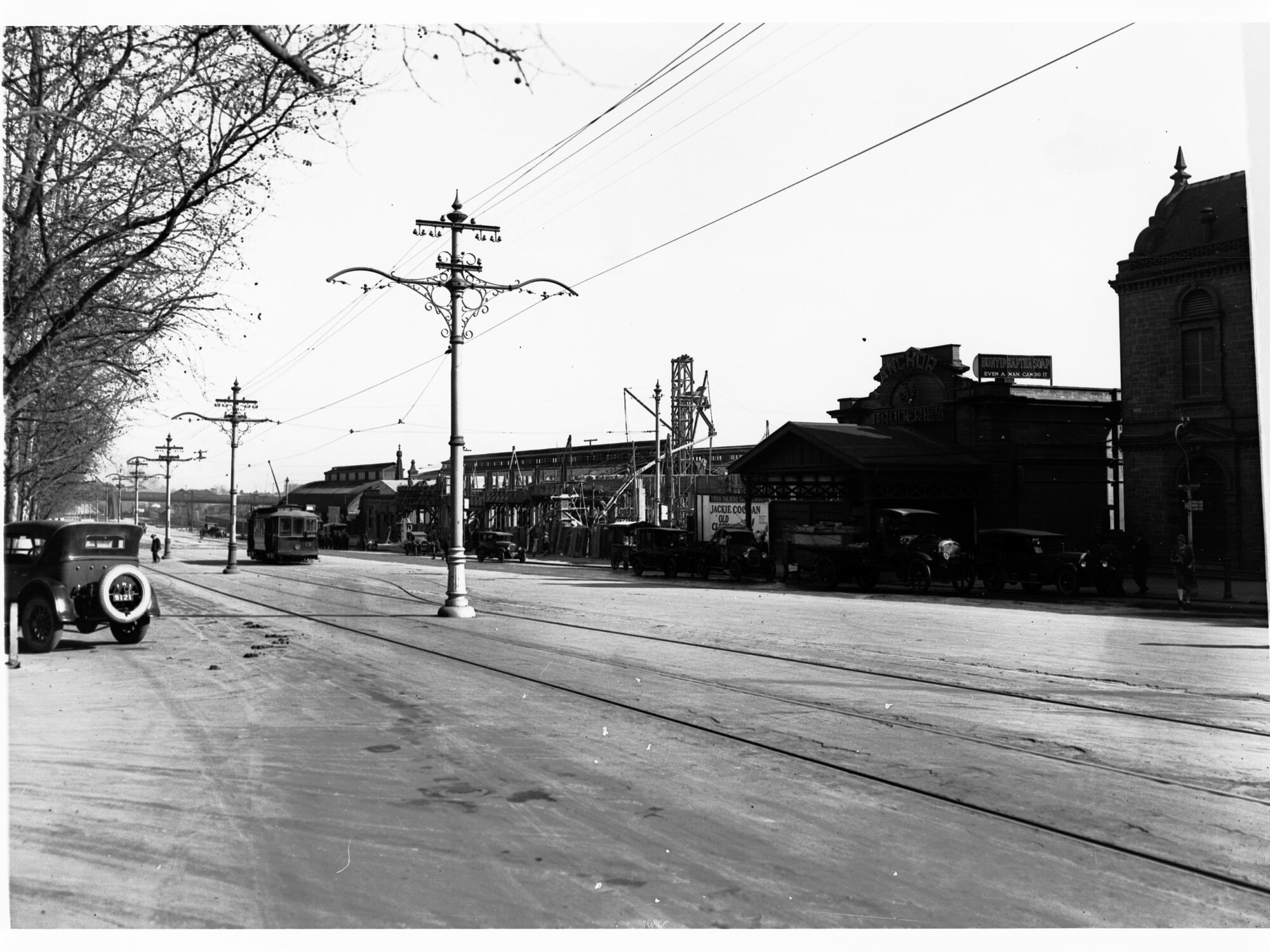 North Terrace Showing Construction of Adelaide Railway Station