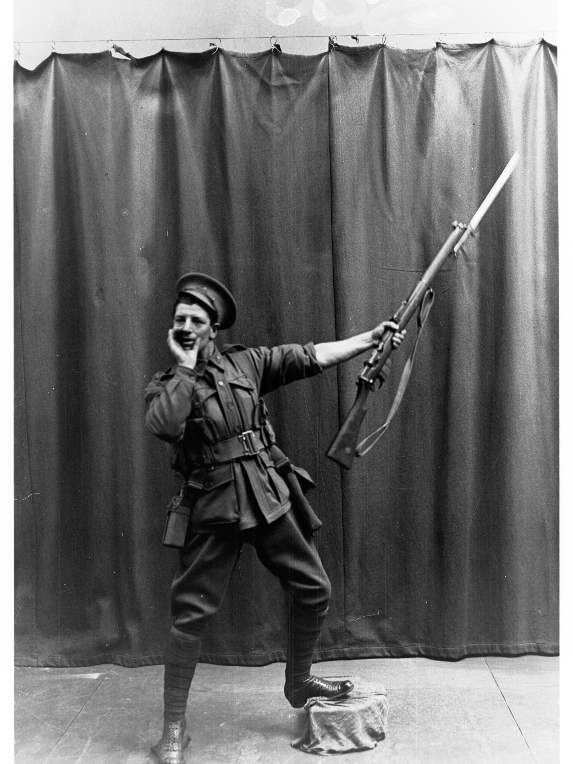 Soldier Posing with his Bayonet and Gun