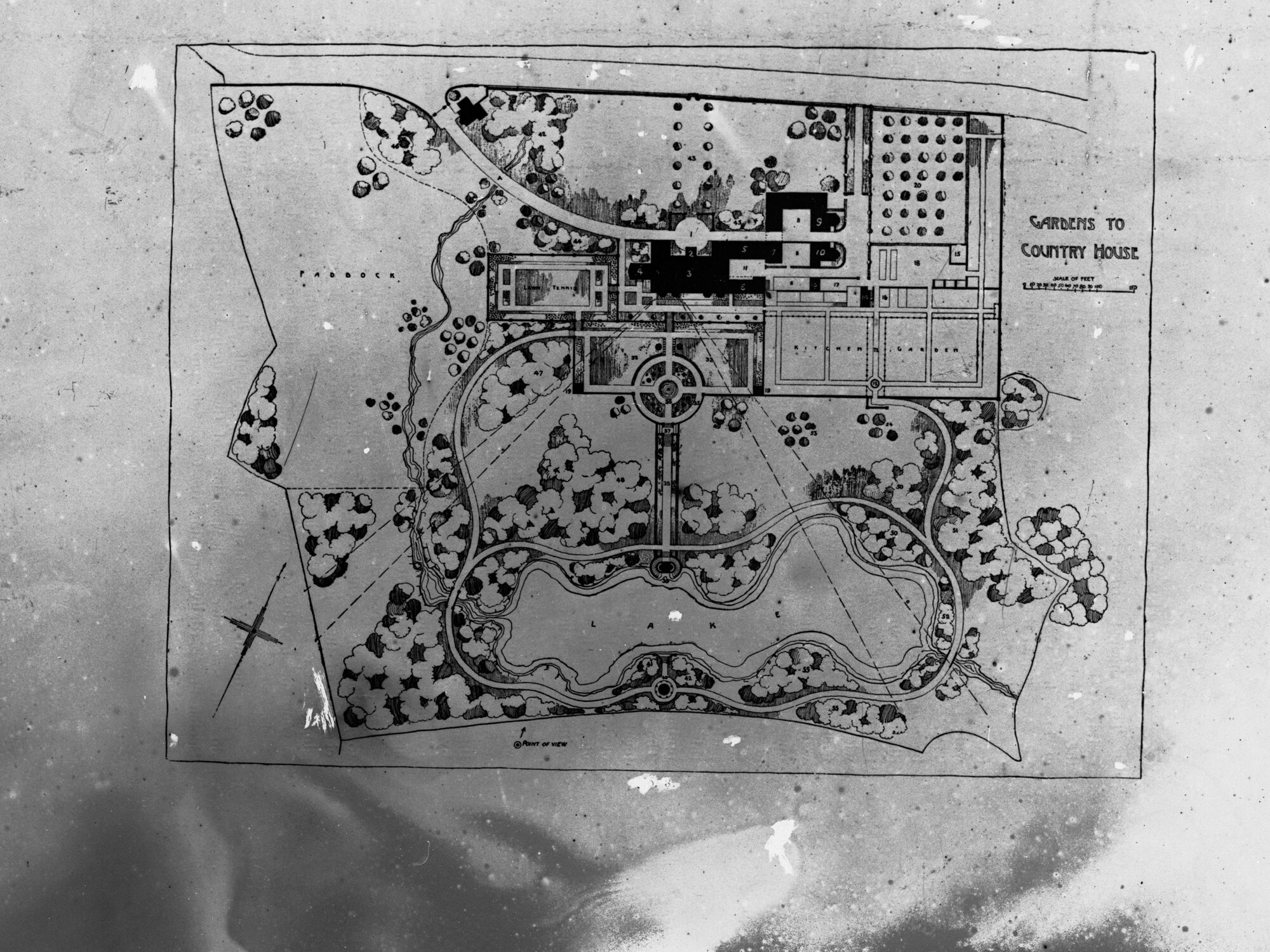 Plans of Gardens to Country House, technical drawing
