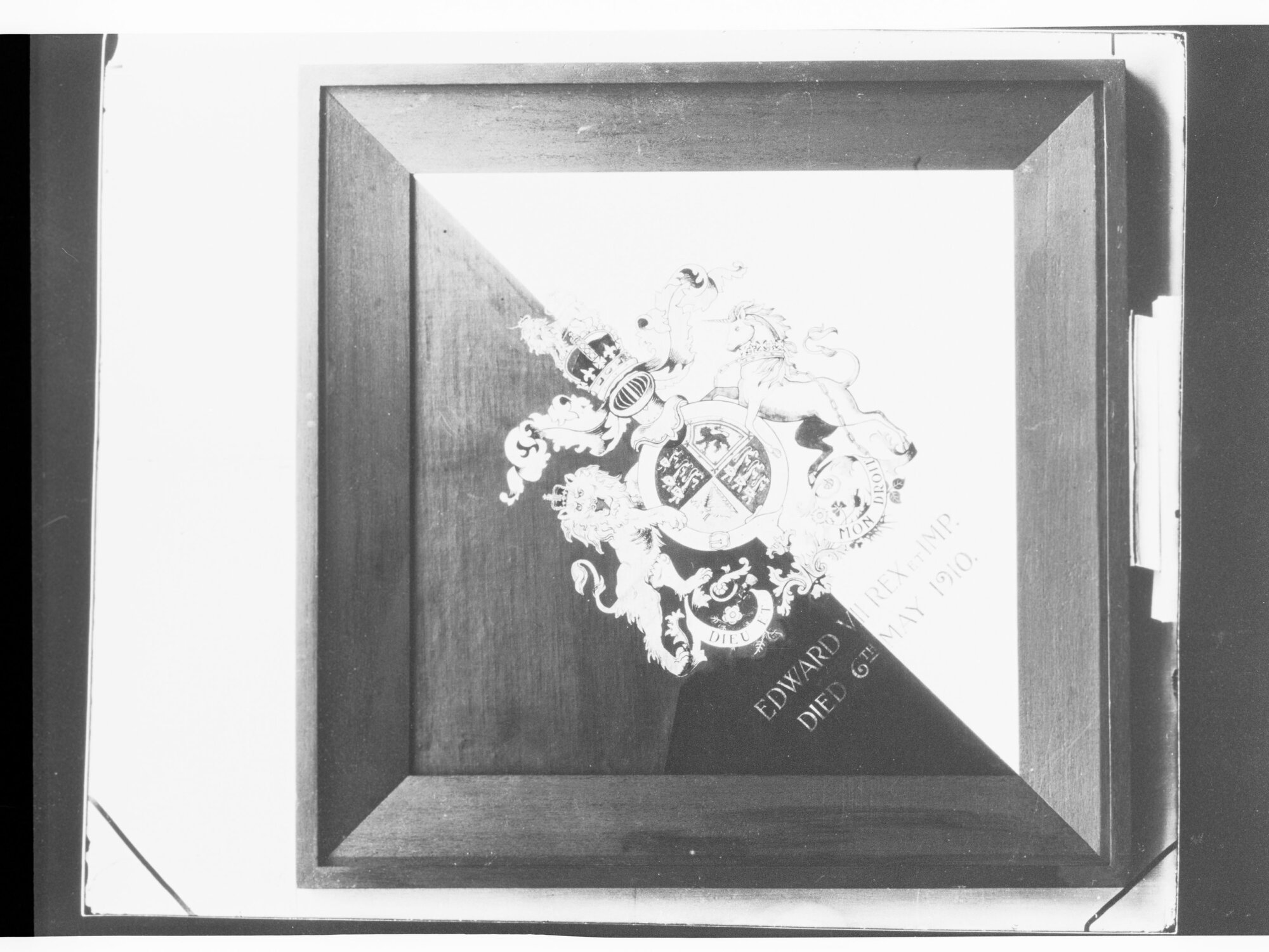 Framed coat of arms for deceased King Edward VII