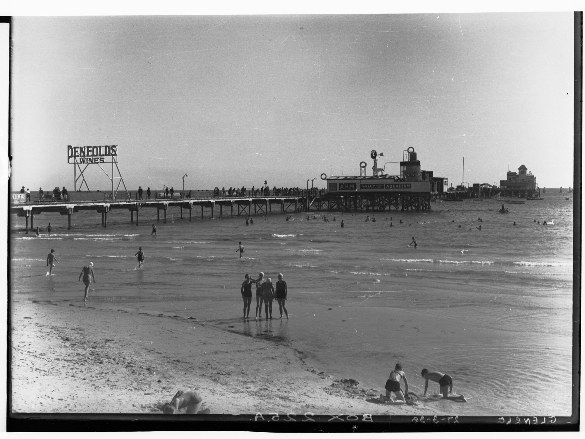 Glenelg Beach Showing Children Building a Sandcastle
