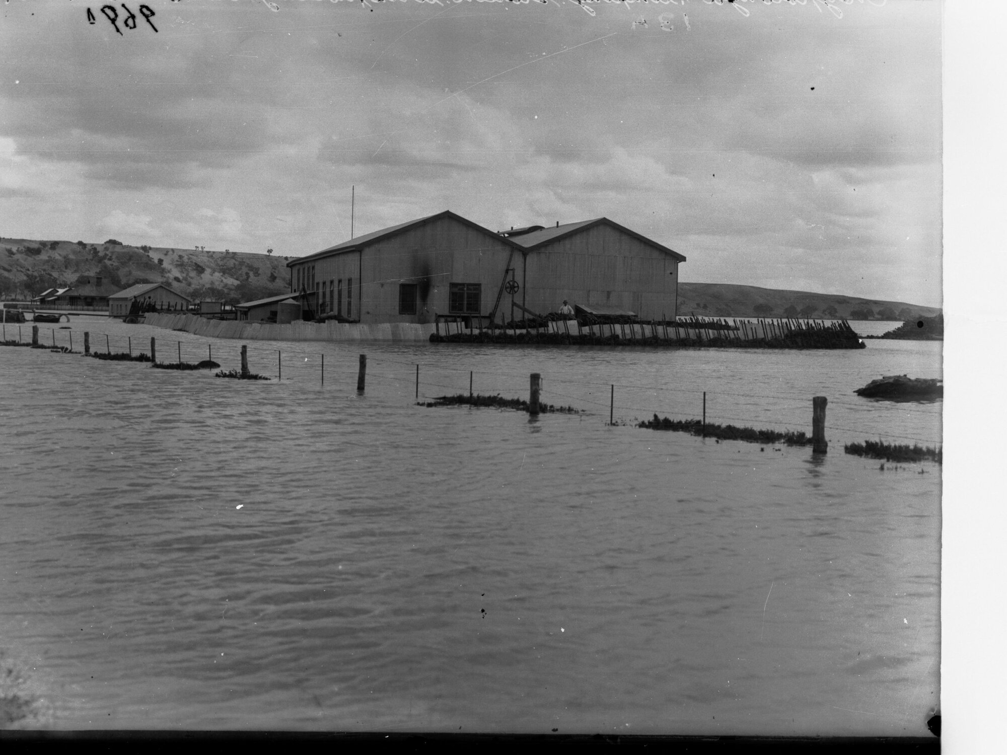 Mypolonga pumping station with protecting bank, River Murray