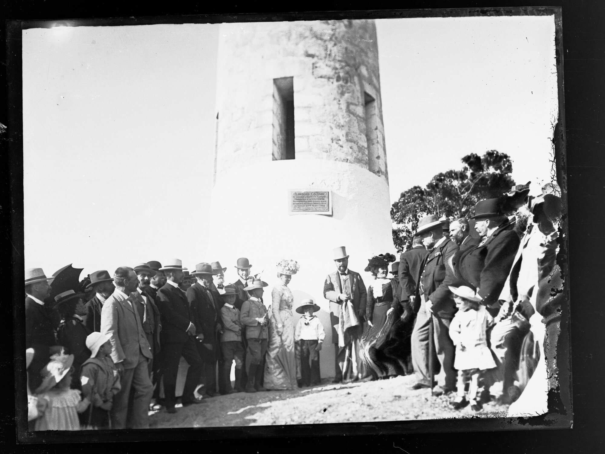 Flinders Column monument - Commander of ship Investigator. Flinders Centenary 1902 at Mt Lofty Summit with the Governor, Lord Tennyson.