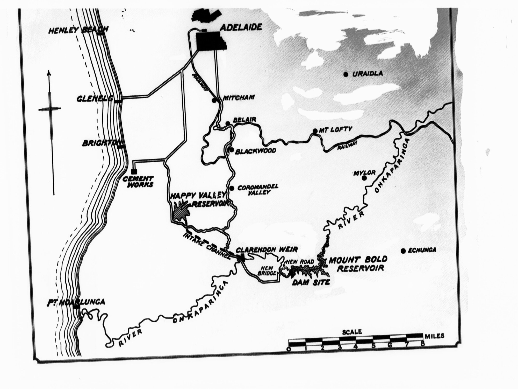 Map of Mount Bold and Happy Valley Reservoirs