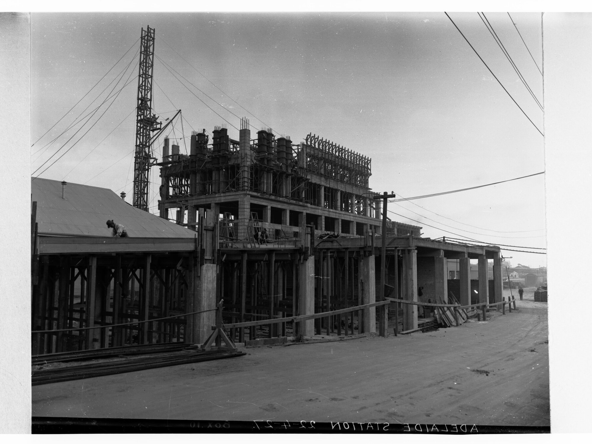 Adelaide Railway Station Under Construction Showing Workmen