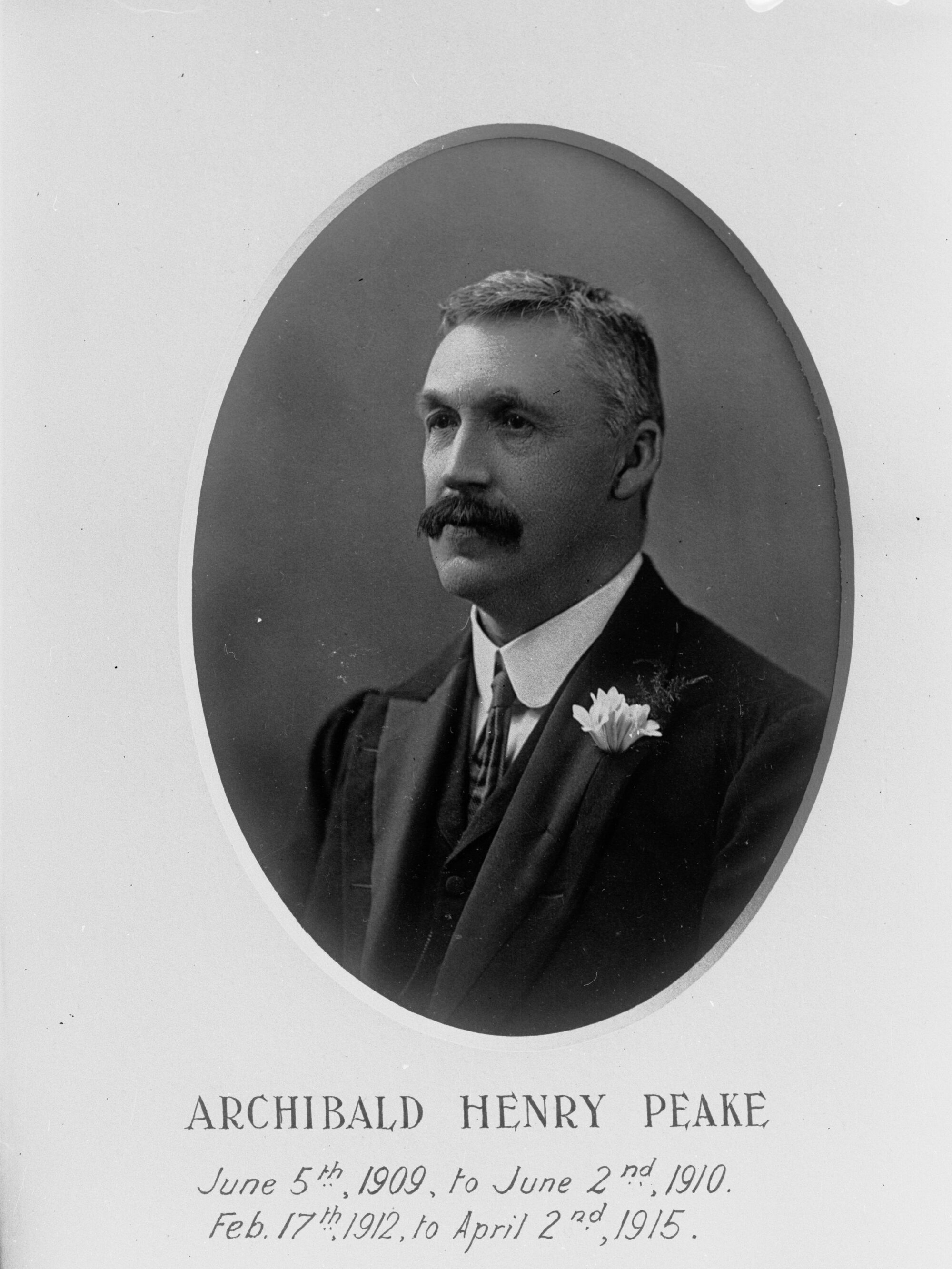 Portrait of Premier Archibald Henry Peake 
