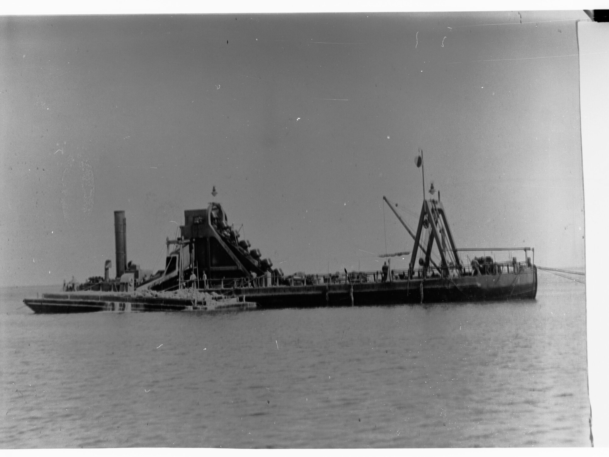 Bucket Dredge at sea - Harbours Board negatives
