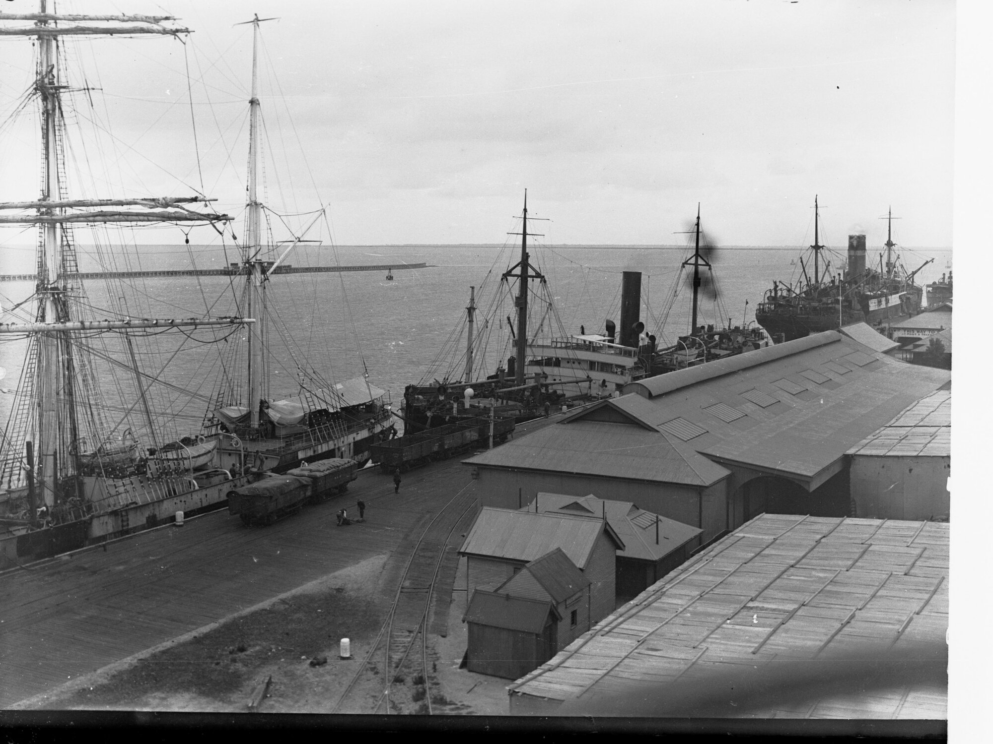 Sailing ships berthed at wharf - Outer Harbour