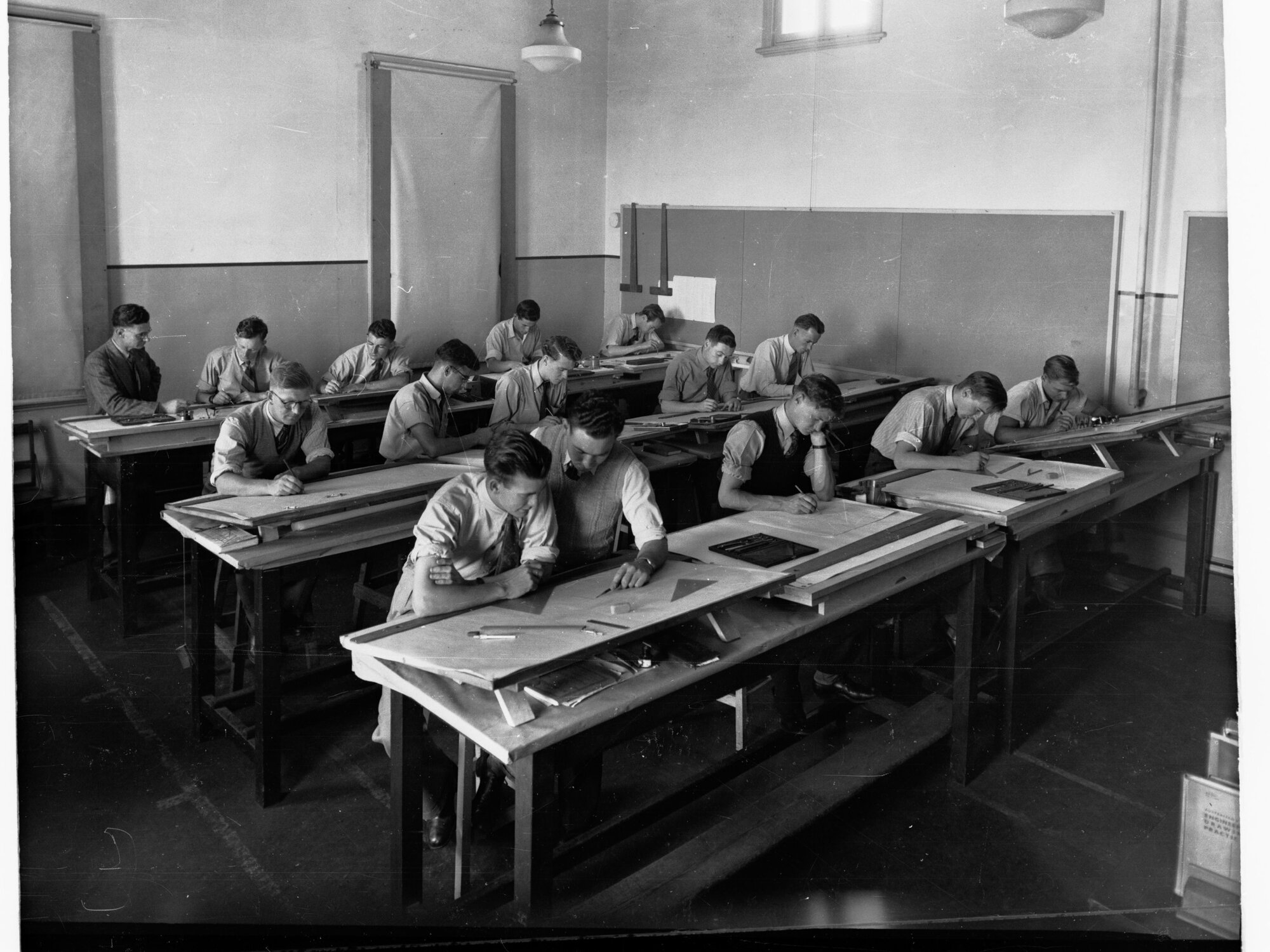 Draftsmanship class Grenfell Street Trades School