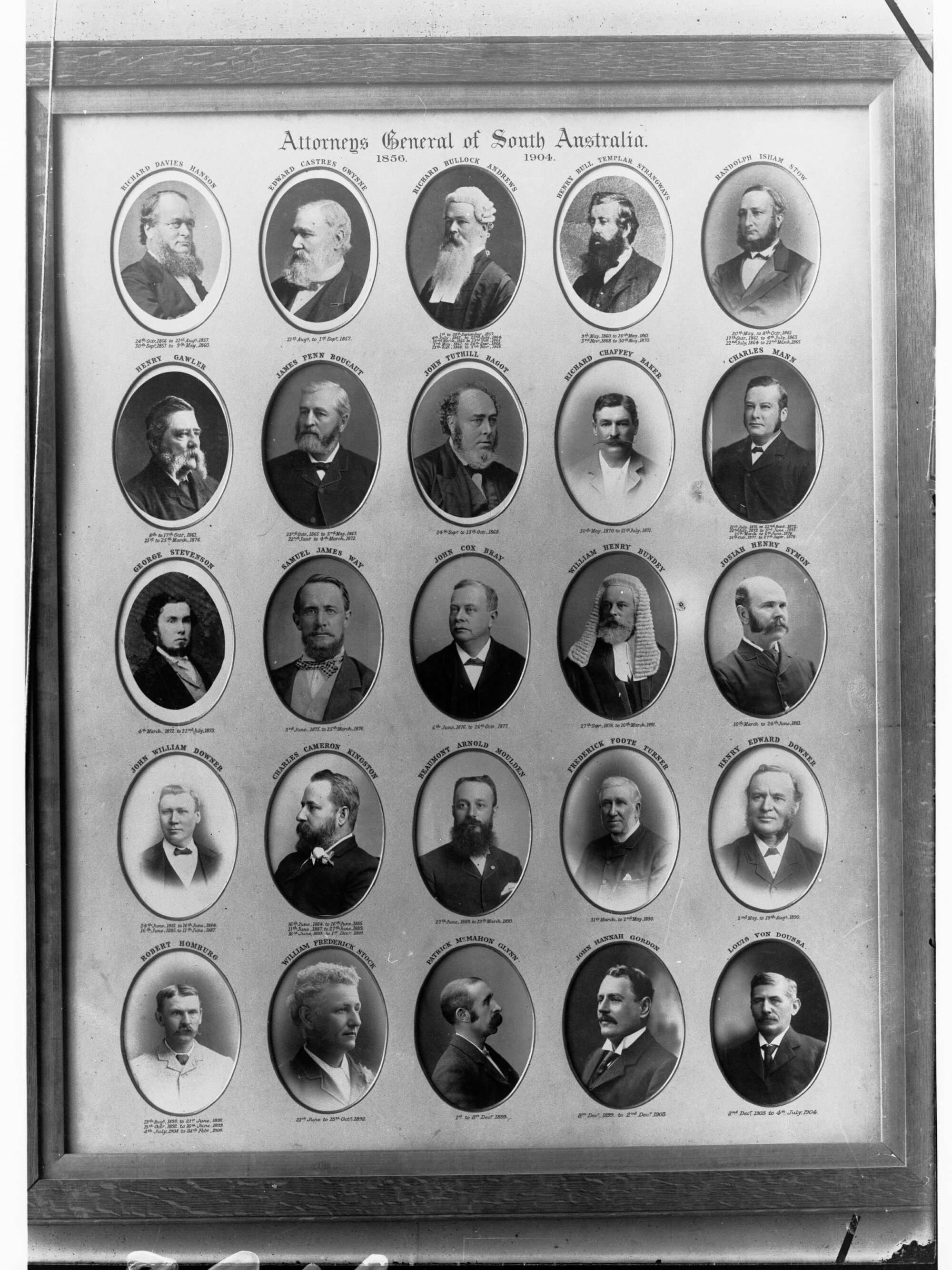 Attorneys General of South Australia 1856 to 1904 - collage of photographs