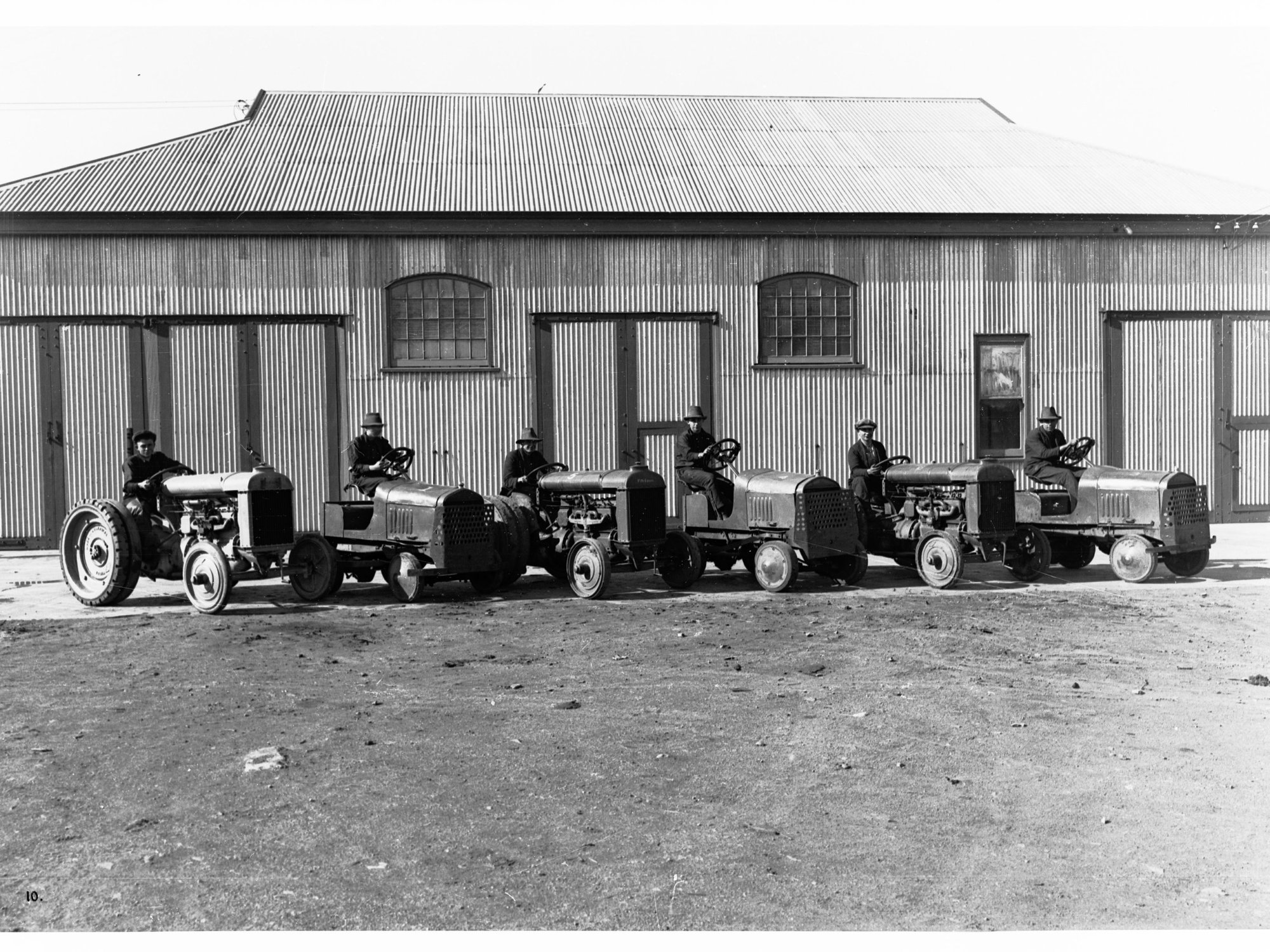 Men on Tractors at Islington Railway Workshop