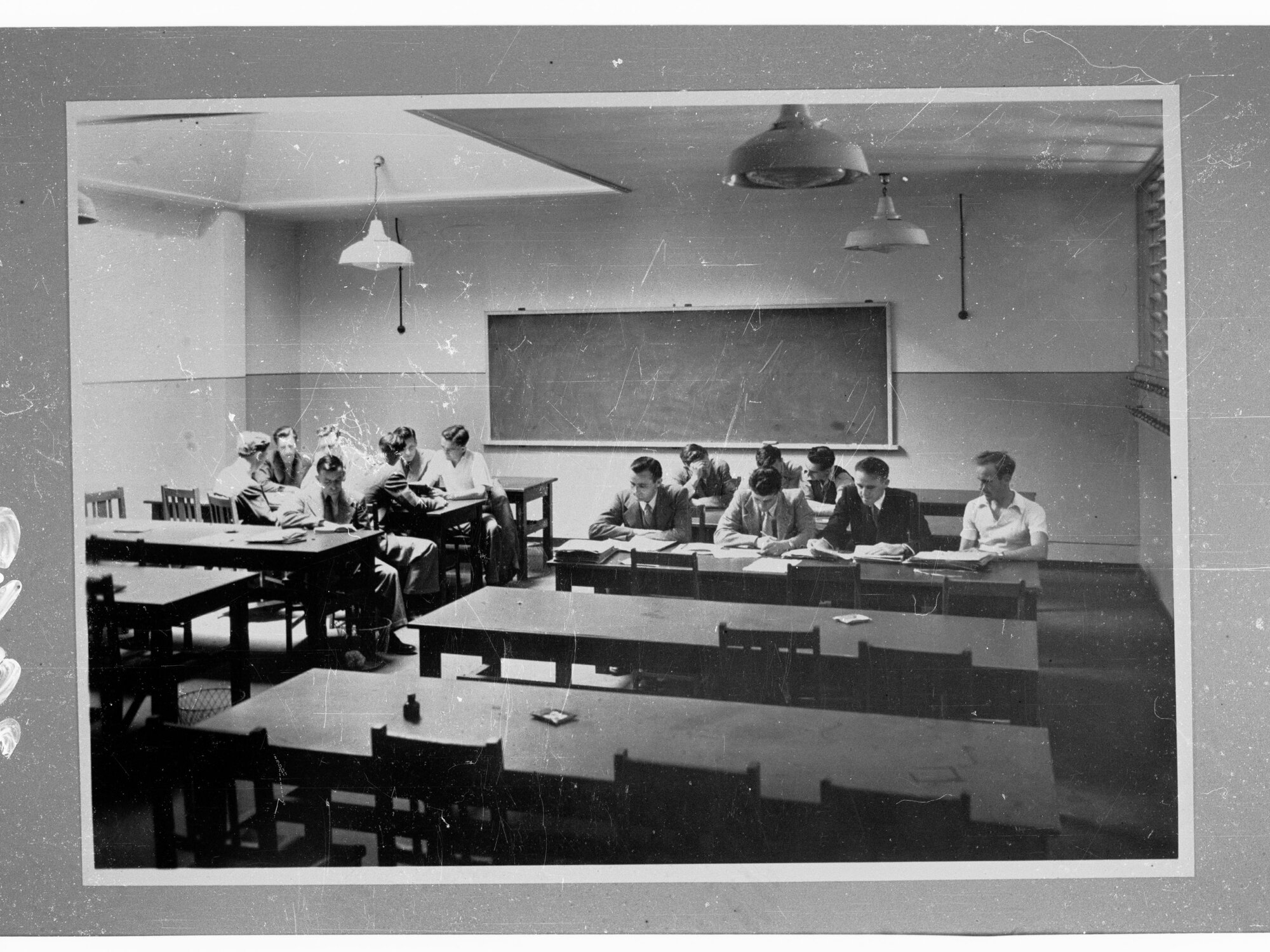 Reconstruction training school - Education Dept. - men in class room