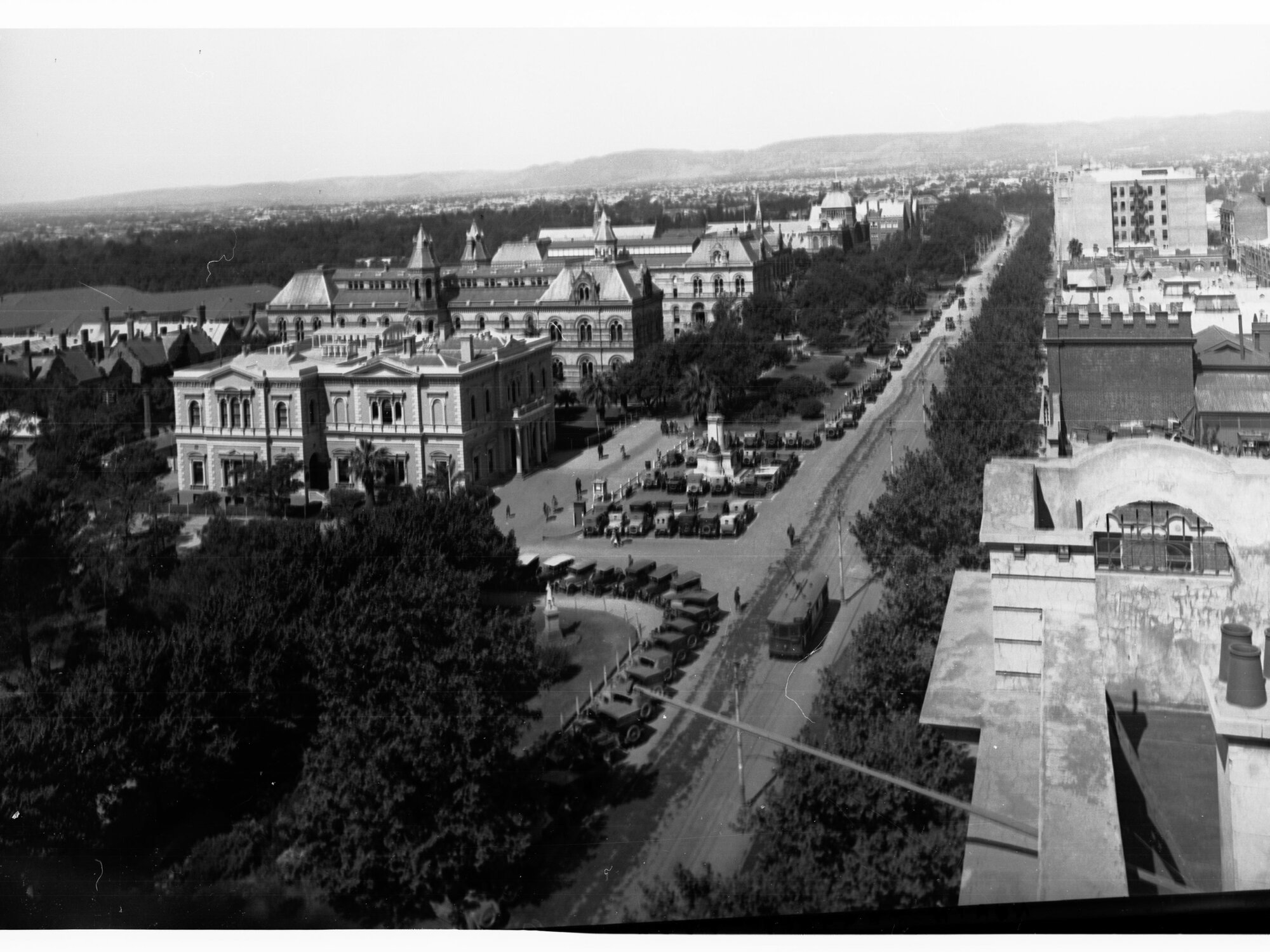 North Terrace Trams and Automobiles Looking East